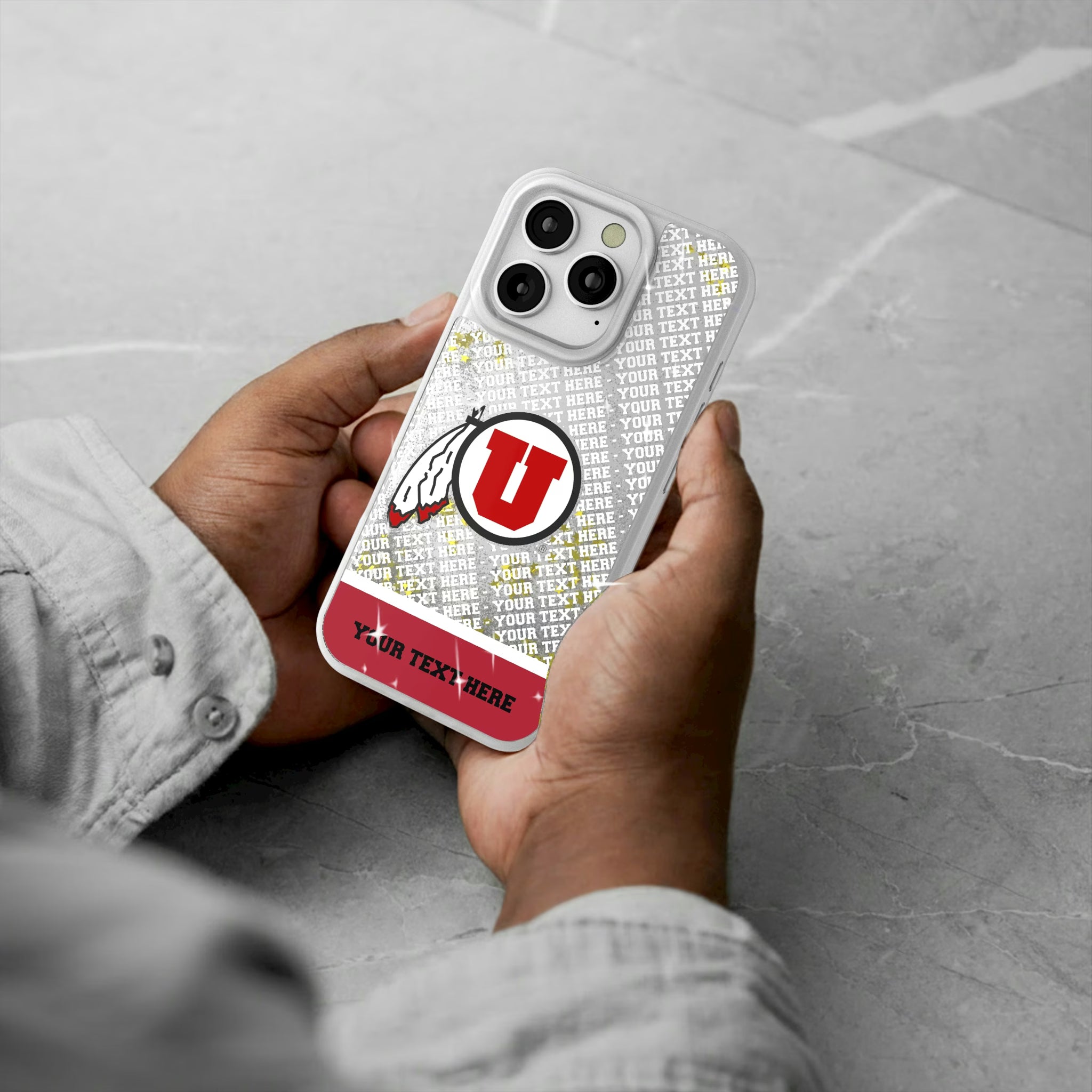 University of Utah Utes Personalized EndZone Plus iPhone Glitter Phone Case for Apple iPhone - Lifestyle#Device_iPhone 16 Pro