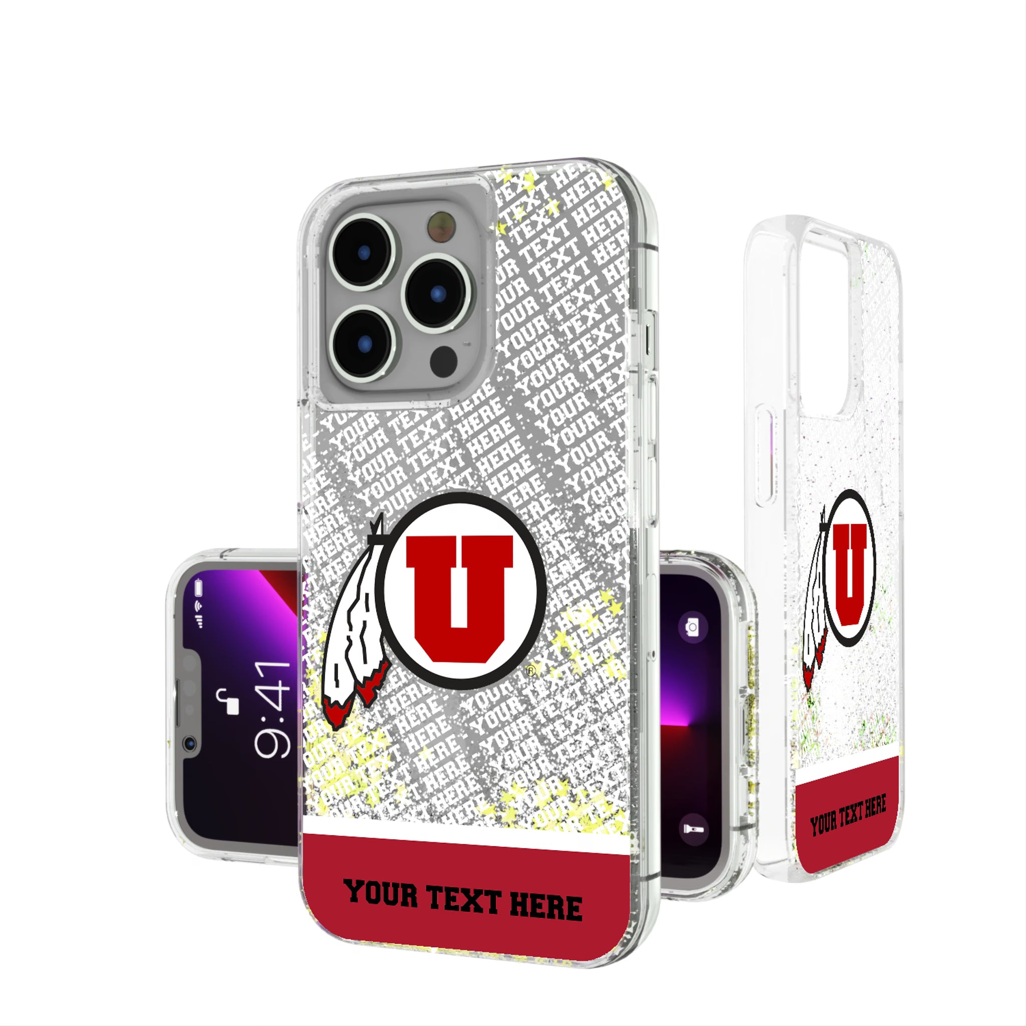 University of Utah Utes Personalized EndZone Plus iPhone Glitter Phone Case for Apple iPhone