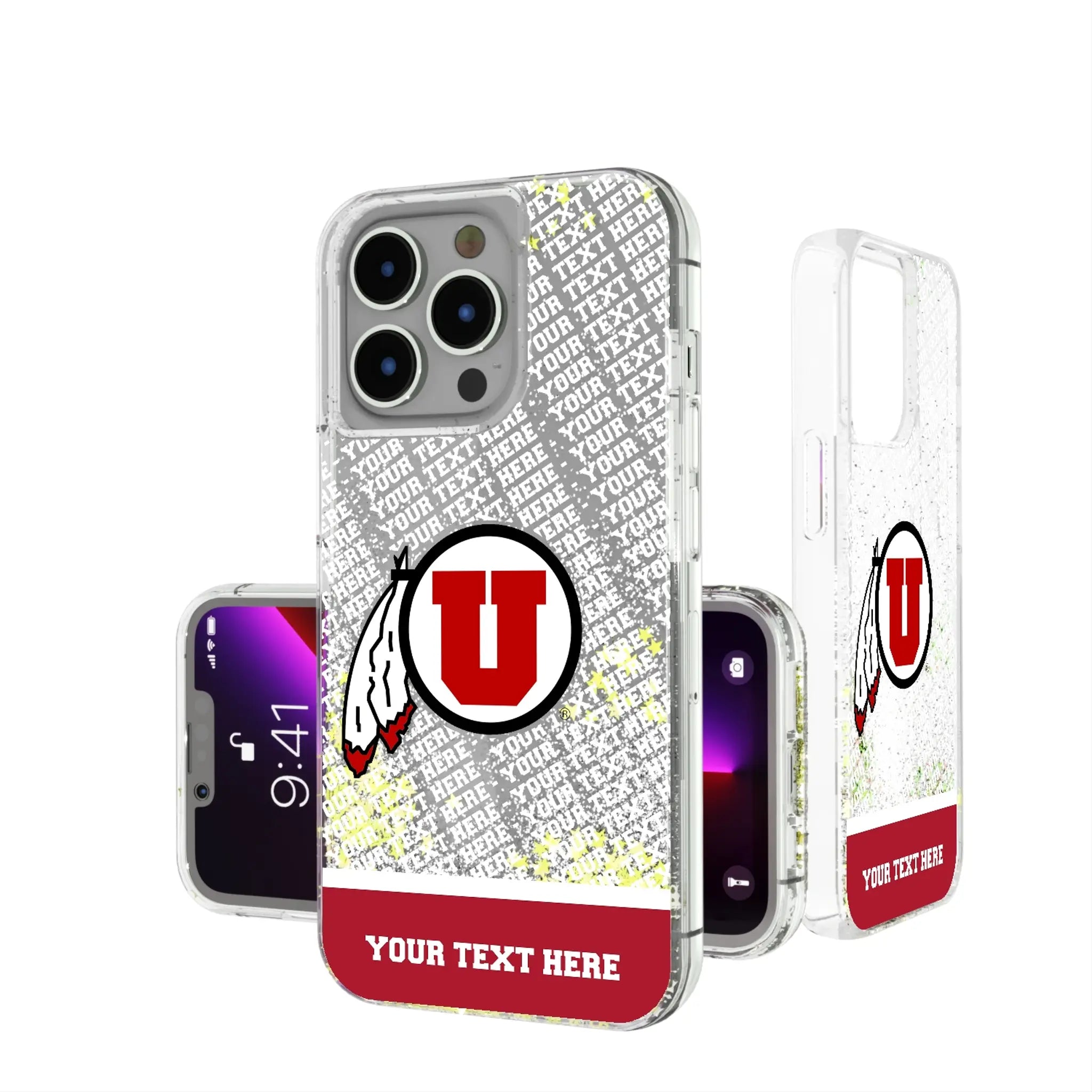 University of Utah Utes Personalized EndZone Plus iPhone Glitter Phone Case for Apple iPhone