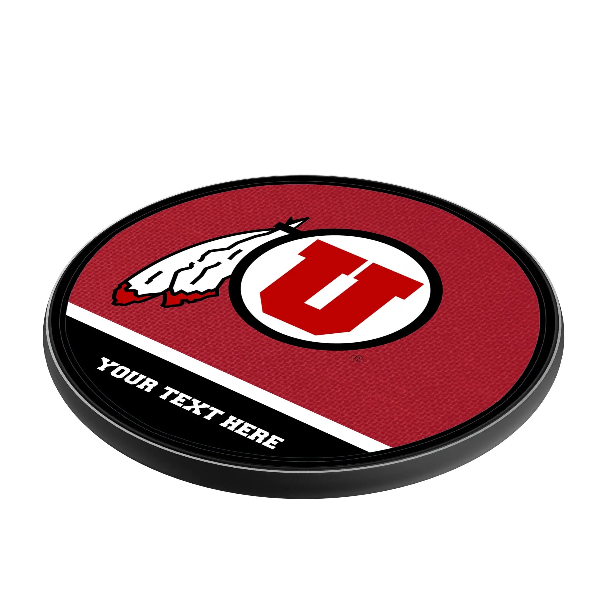 University of Utah Utes Personalized Endzone Solid 15-Watt Wireless Charger - Isometric View
