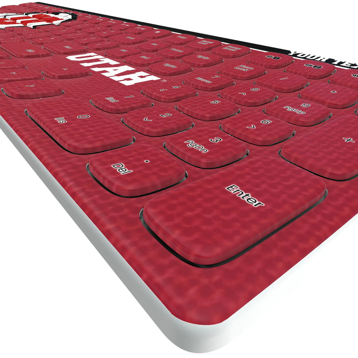 University of Utah Utes Personalized Endzone Solid KKB605 Curved Wireless Keyboard - Detail