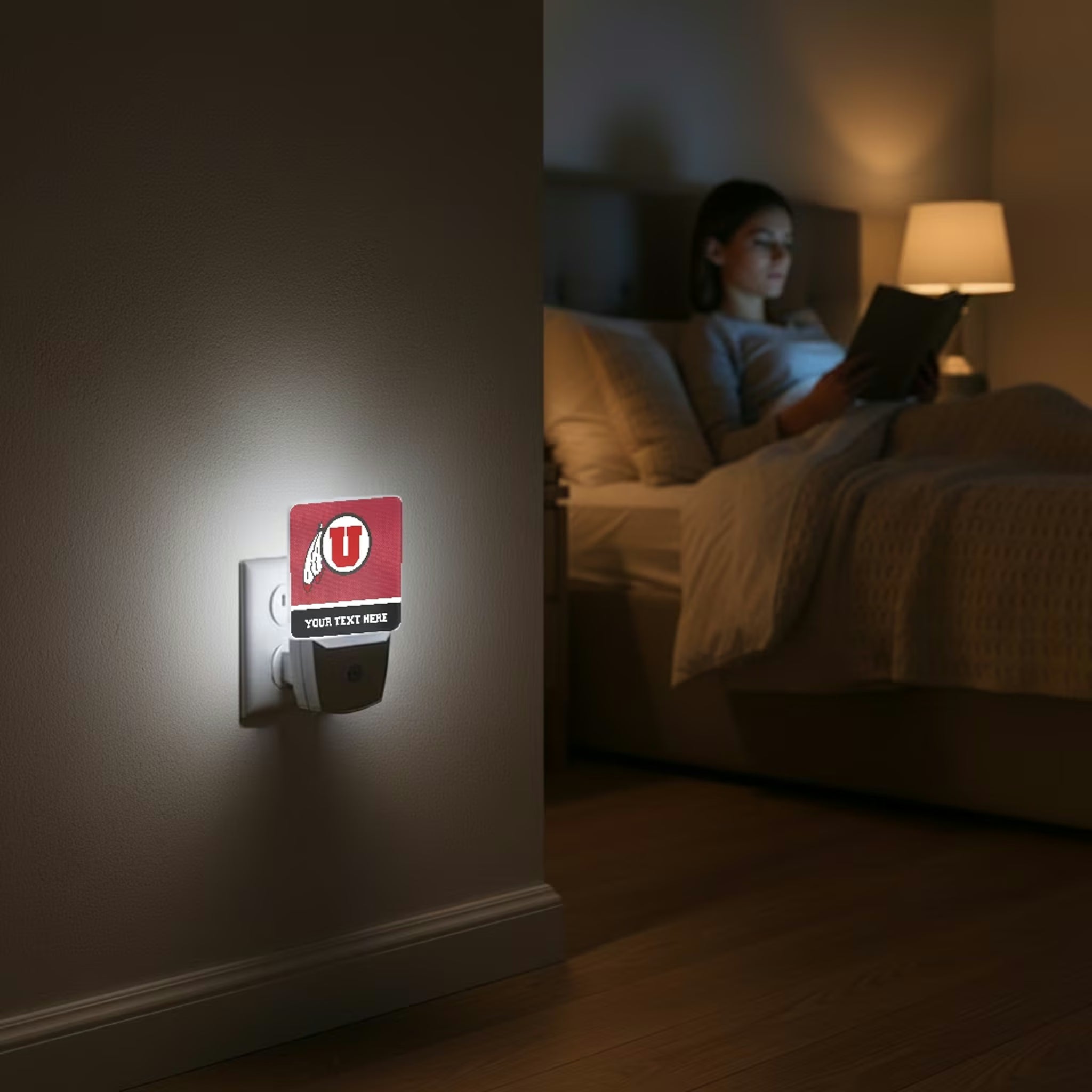 University of Utah Utes Personalized Endzone Solid Night Light 2-Pack - Lifestyle