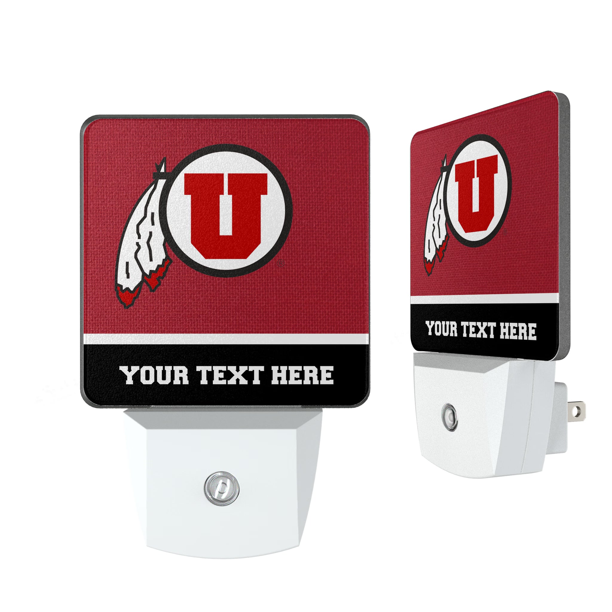 University of Utah Utes Personalized Endzone Solid Night Light 2-Pack