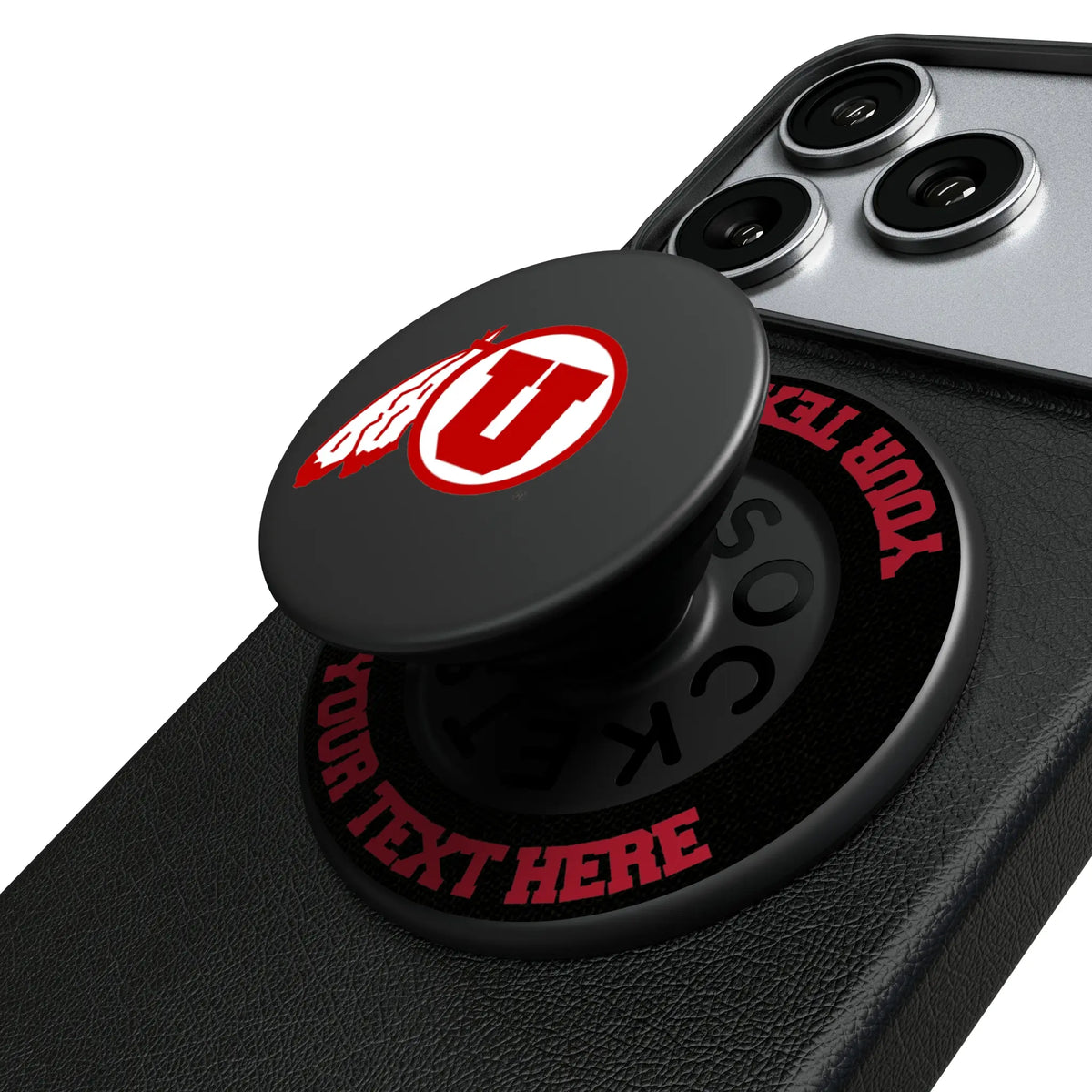 University of Utah Utes Personalized Endzone Solid Popsockets Round Magnetic