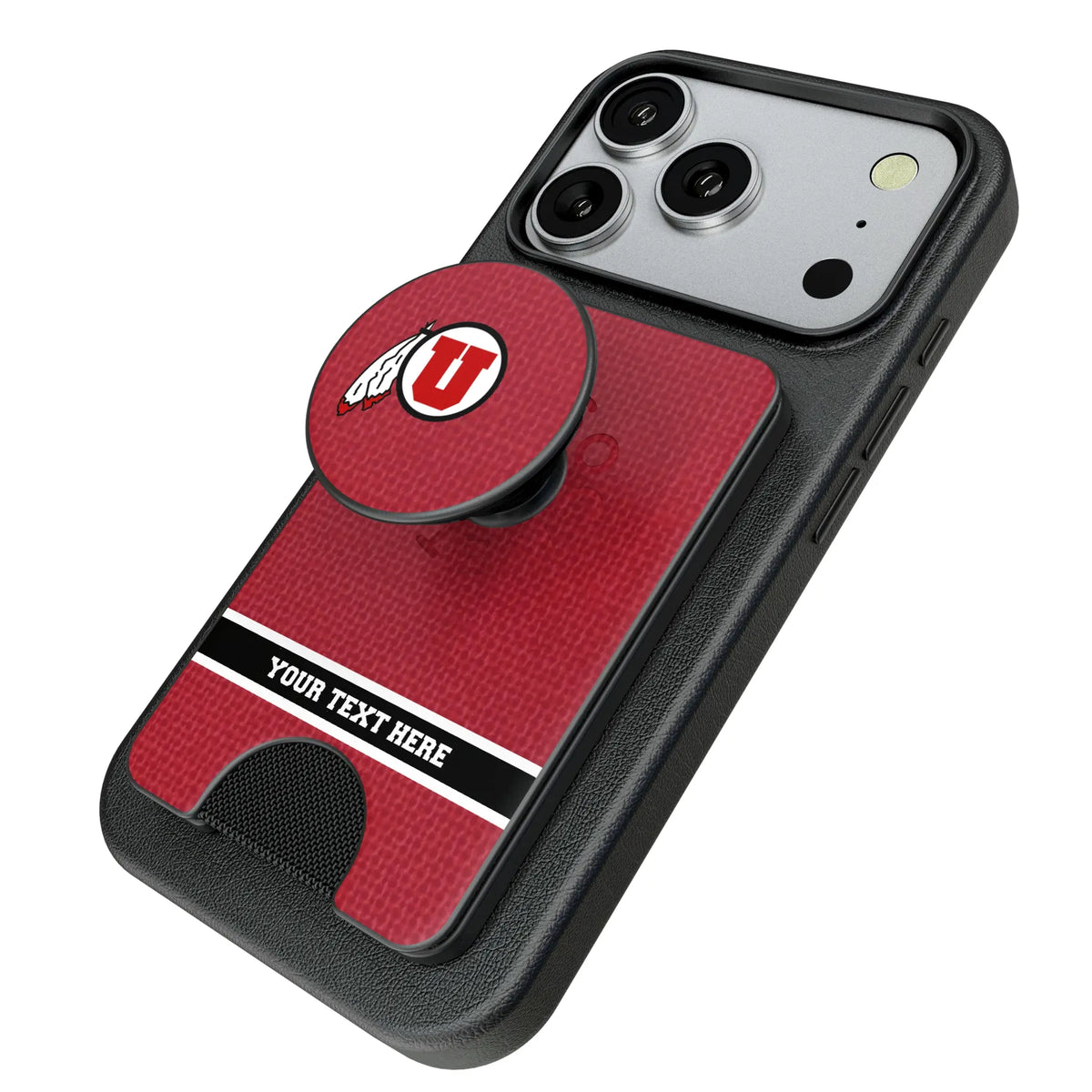 University of Utah Utes Personalized Endzone Solid Popsockets Wallet Magnetic - Isometric View