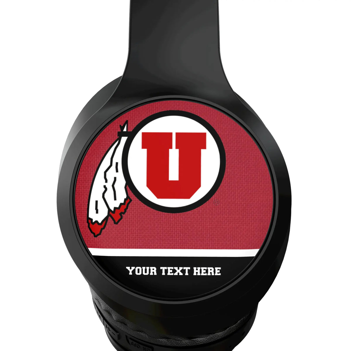 University of Utah Utes Personalized Endzone Solid Wireless Over-Ear Headphones With Case - Detail