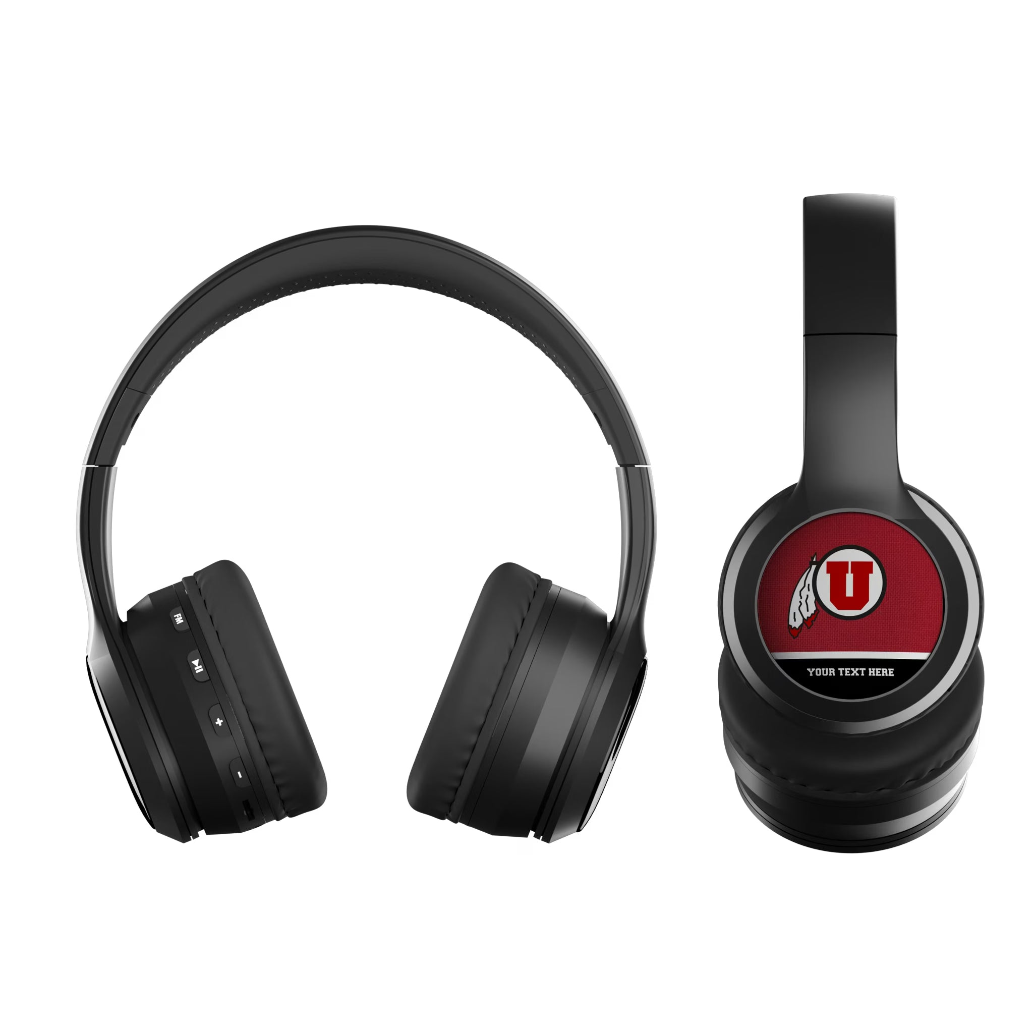 University of Utah Utes Personalized Endzone Solid Wireless Over-Ear BT Headphones With Case