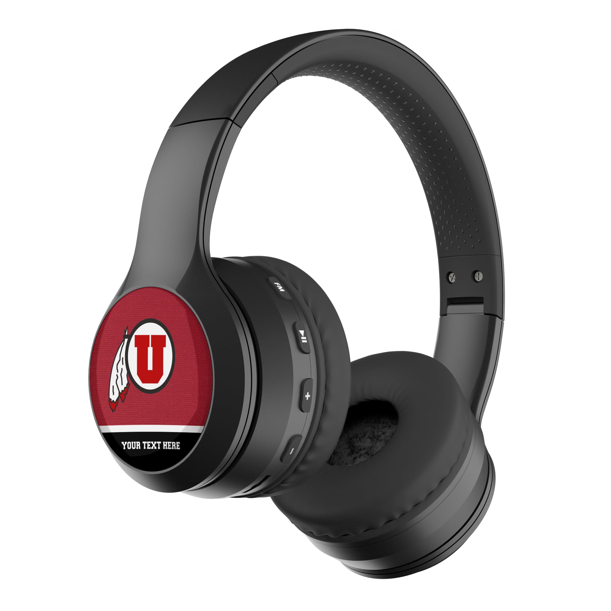 University of Utah Utes Personalized Endzone Solid Wireless Over-Ear BT Headphones With Case