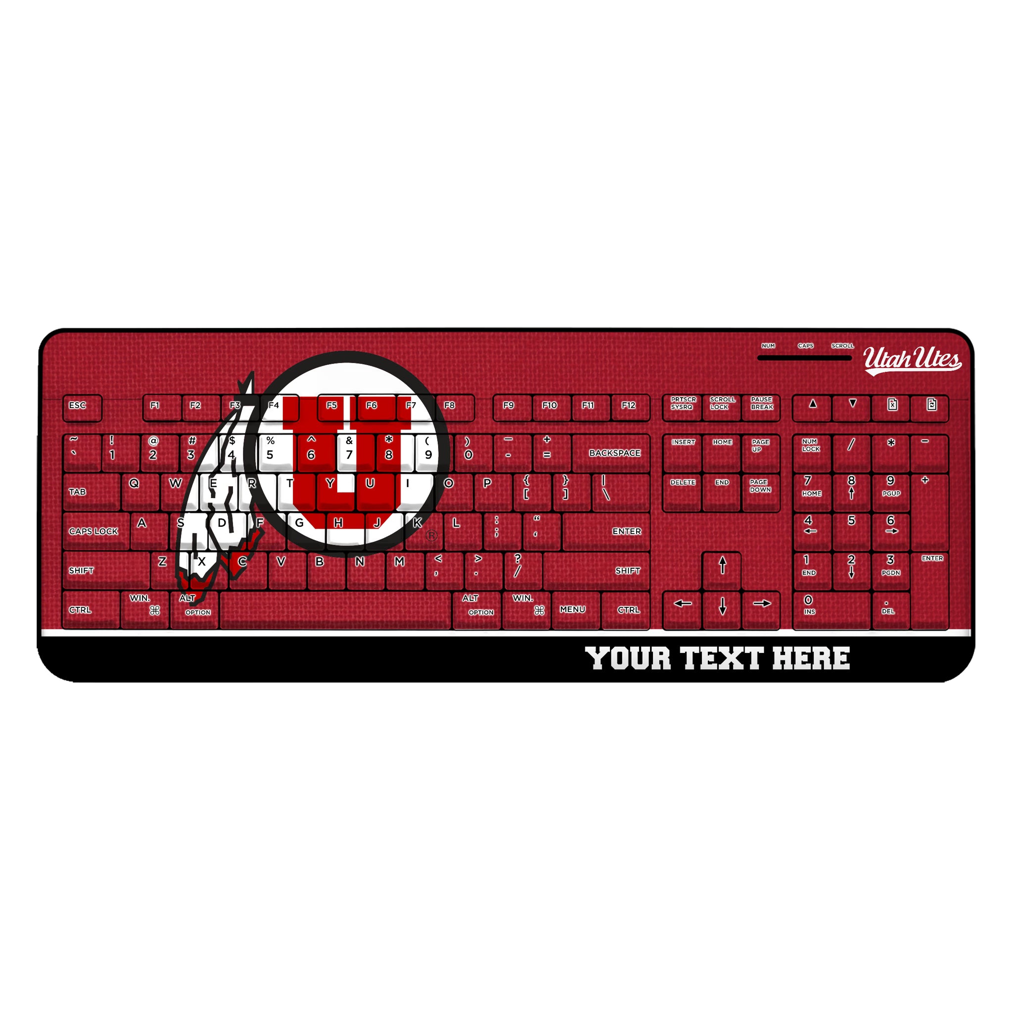 University of Utah Utes Personalized Endzone Solid Wireless USB Keyboard