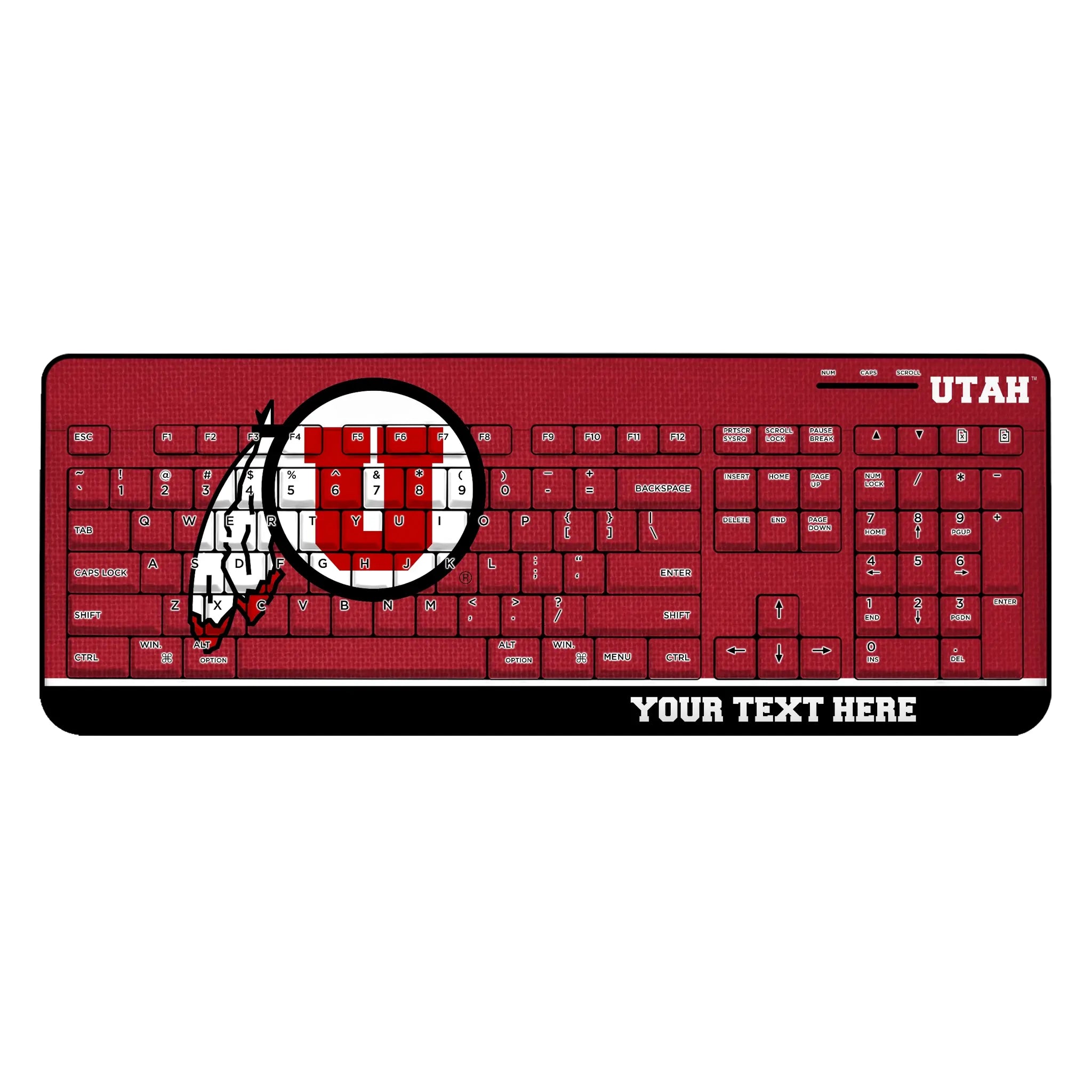 University of Utah Utes Personalized Endzone Solid Wireless USB Keyboard