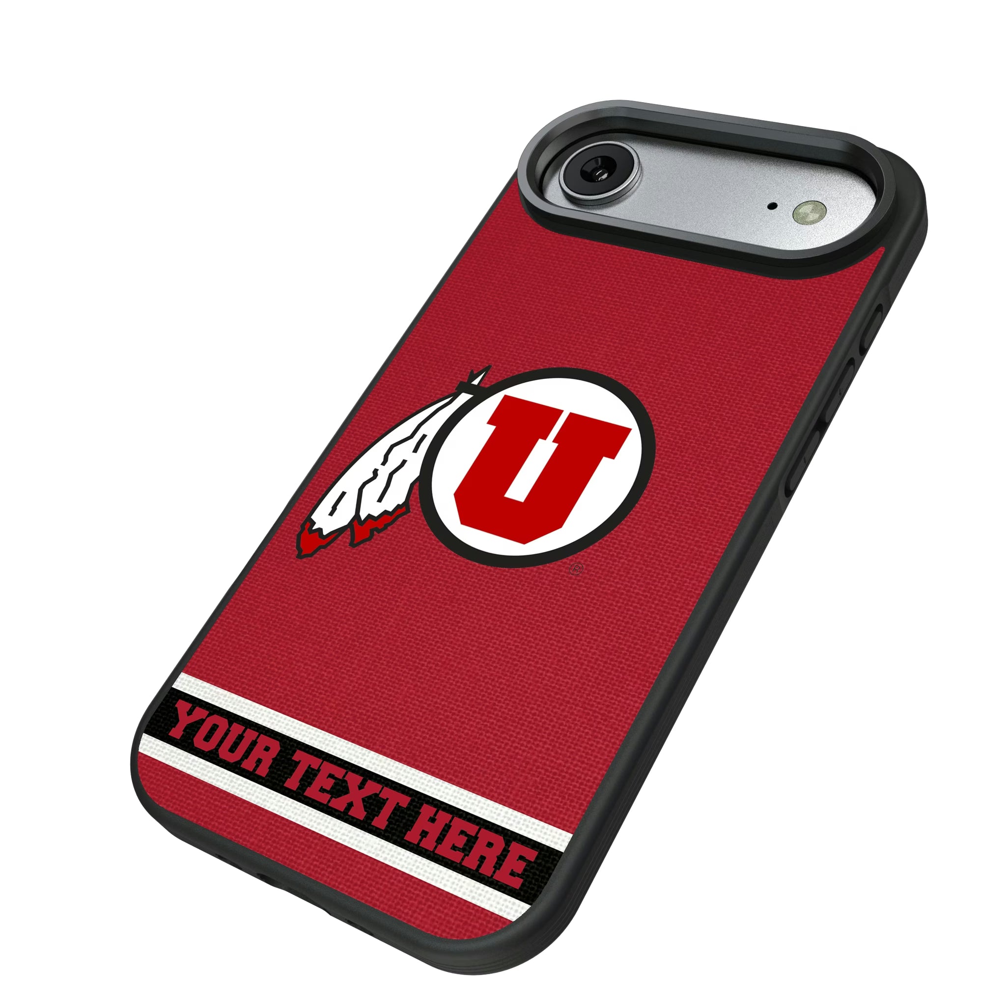 University of Utah Utes Personalized Stripe iPhone Bump Phone Case for Apple iPhone - Isometric View#Device_iPhone Air