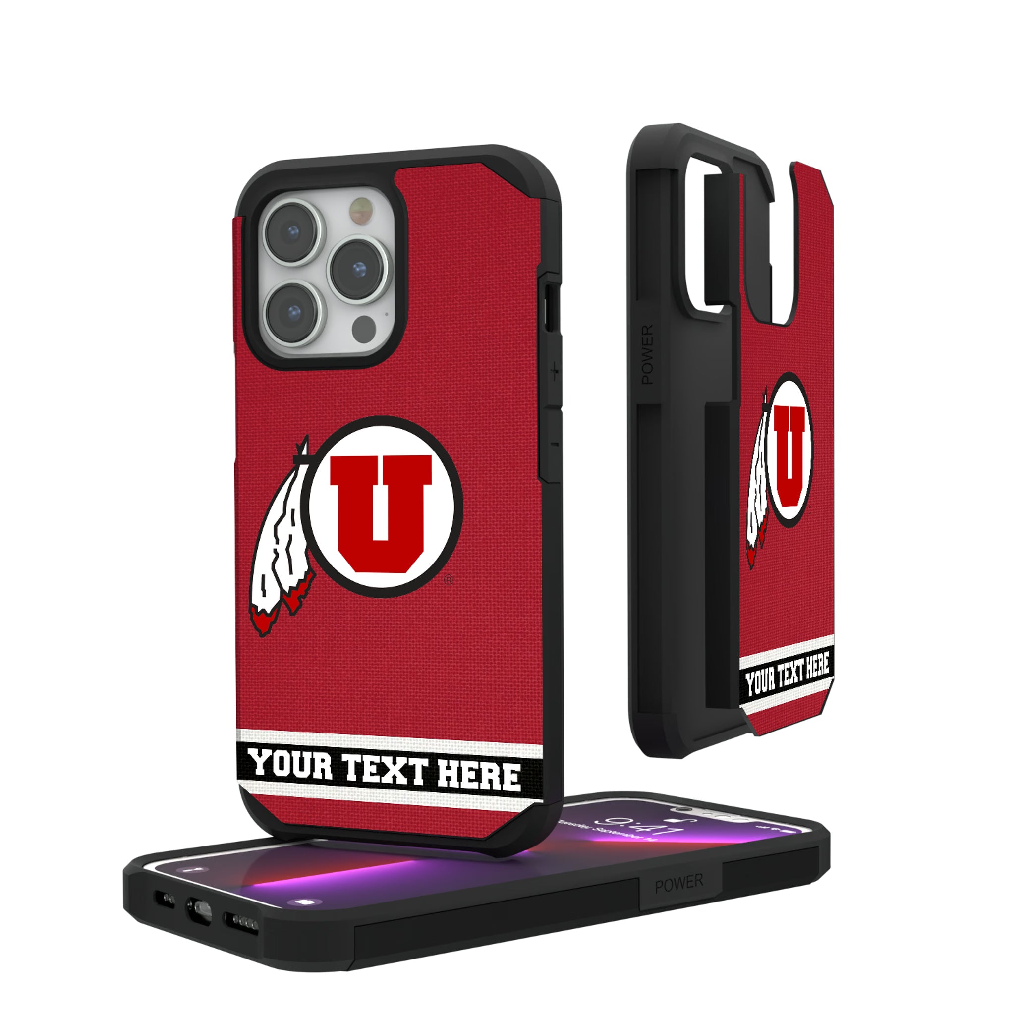 University of Utah Utes Personalized Stripe iPhone Rugged Phone Case for Apple iPhone