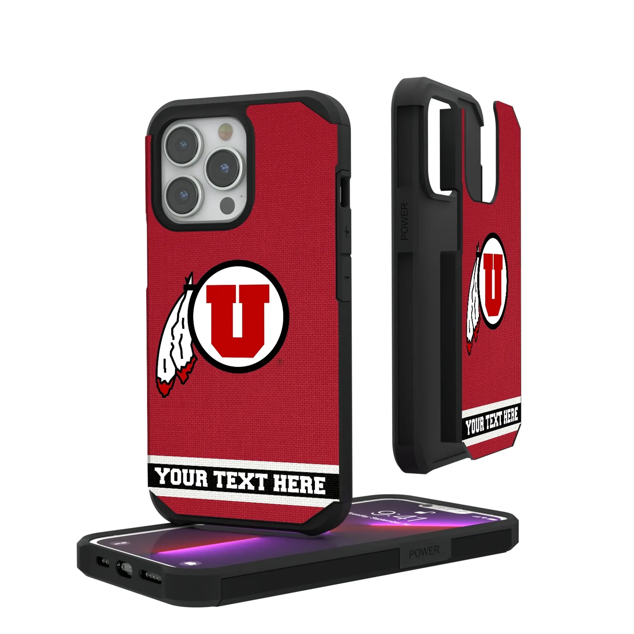 University of Utah Utes Personalized Stripe iPhone Rugged Phone Case for Apple iPhone