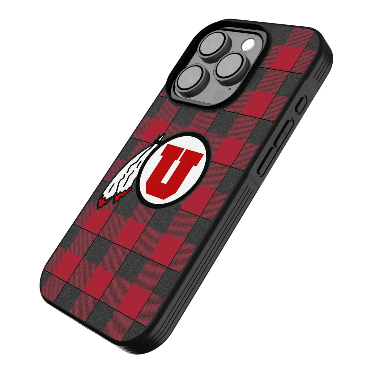 University of Utah Utes Plaid iPhone Bump Phone Case for Apple iPhone - Isometric View