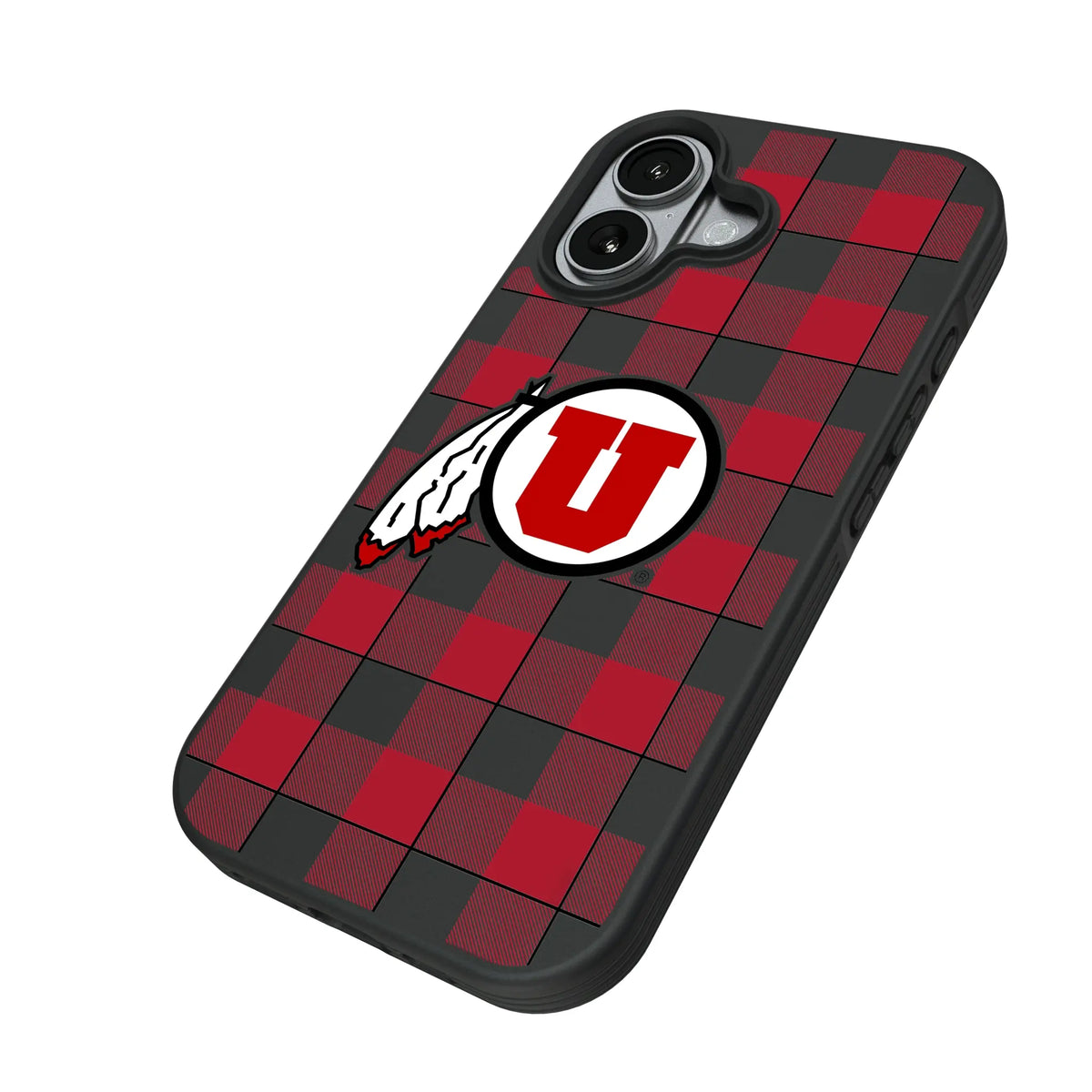University of Utah Utes Plaid iPhone Bump Phone Case for Apple iPhone - Isometric View#Device_iPhone 17