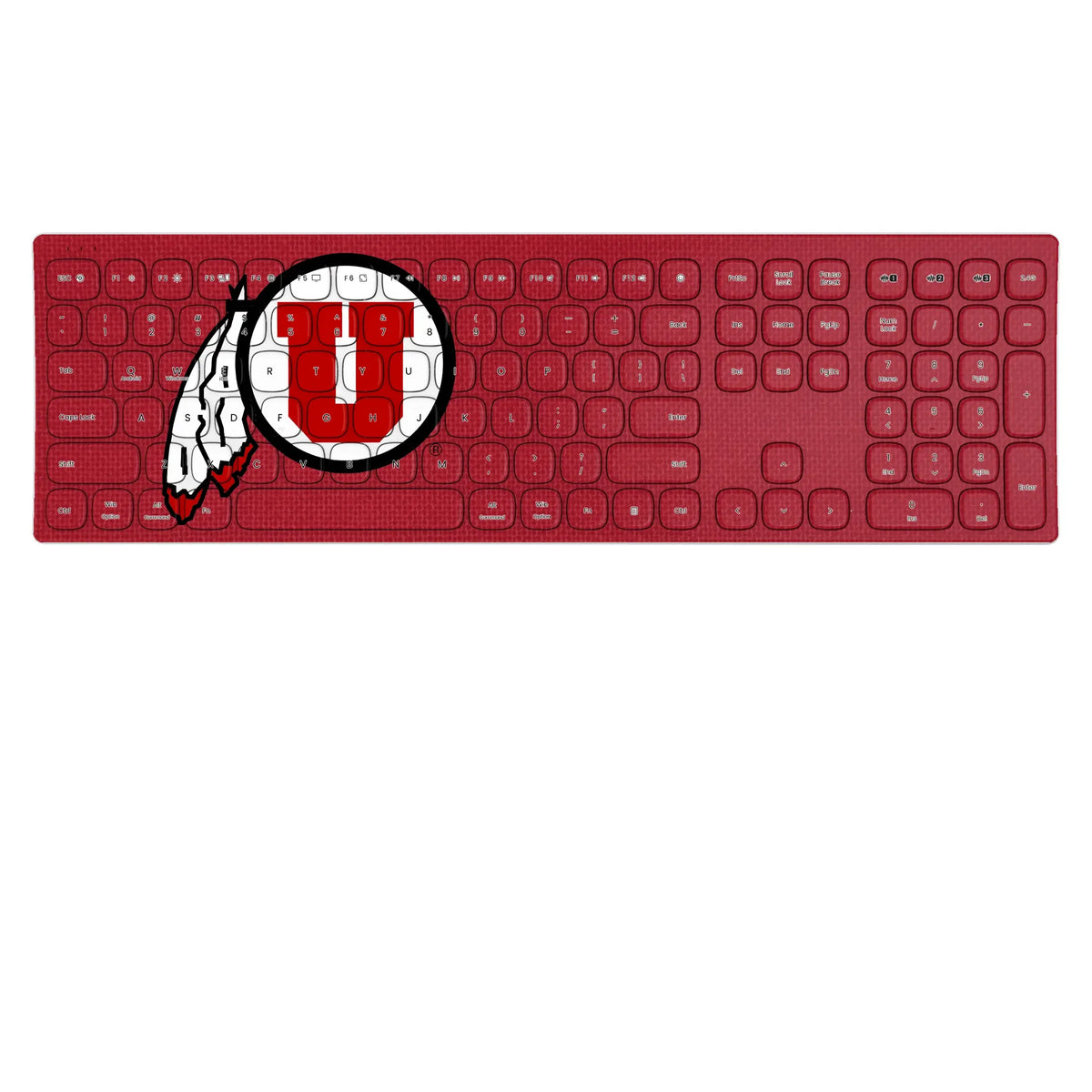 University of Utah Utes Solid KKB605 Curved Wireless Keyboard