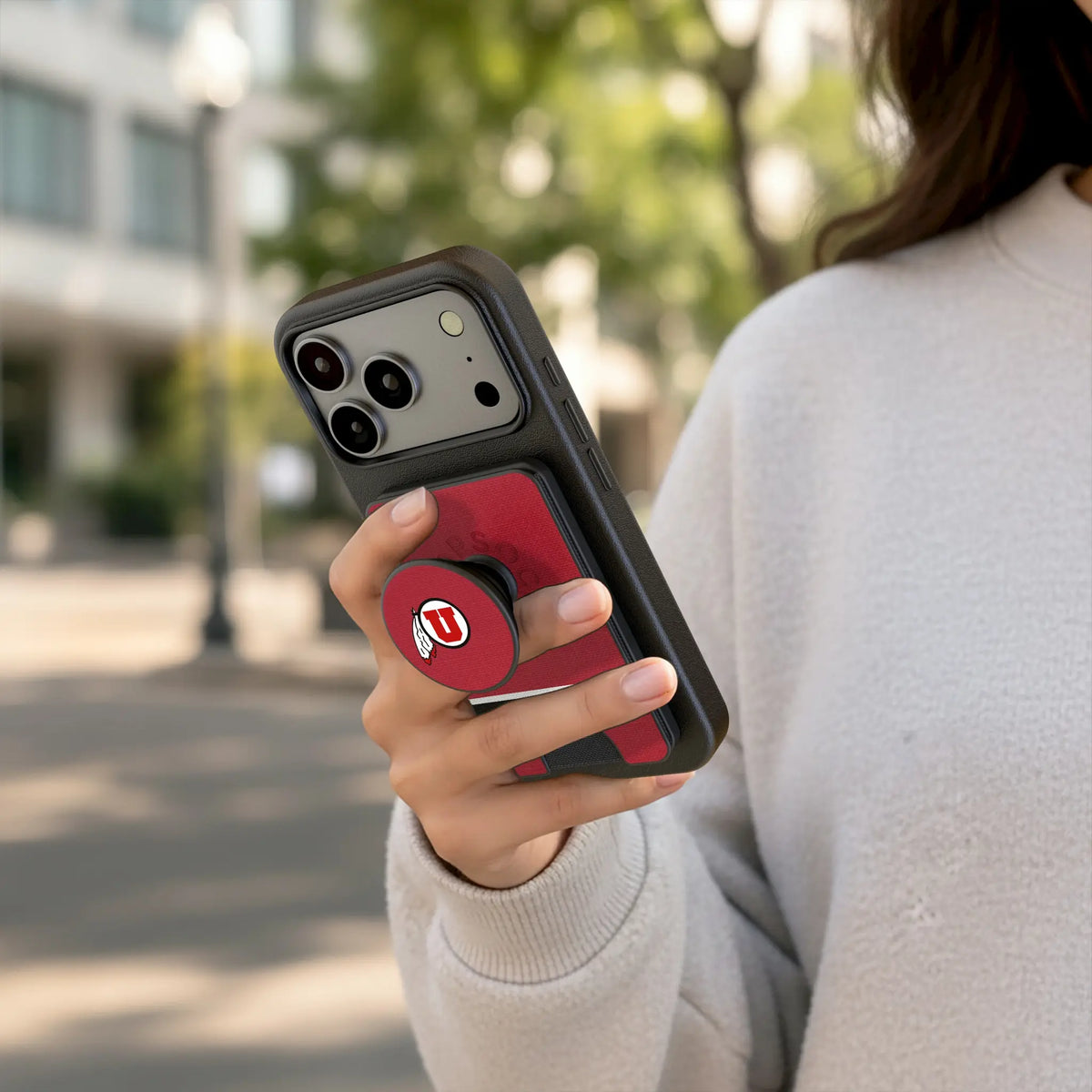University of Utah Utes Stripe Popsockets Wallet Magnetic - Lifestyle