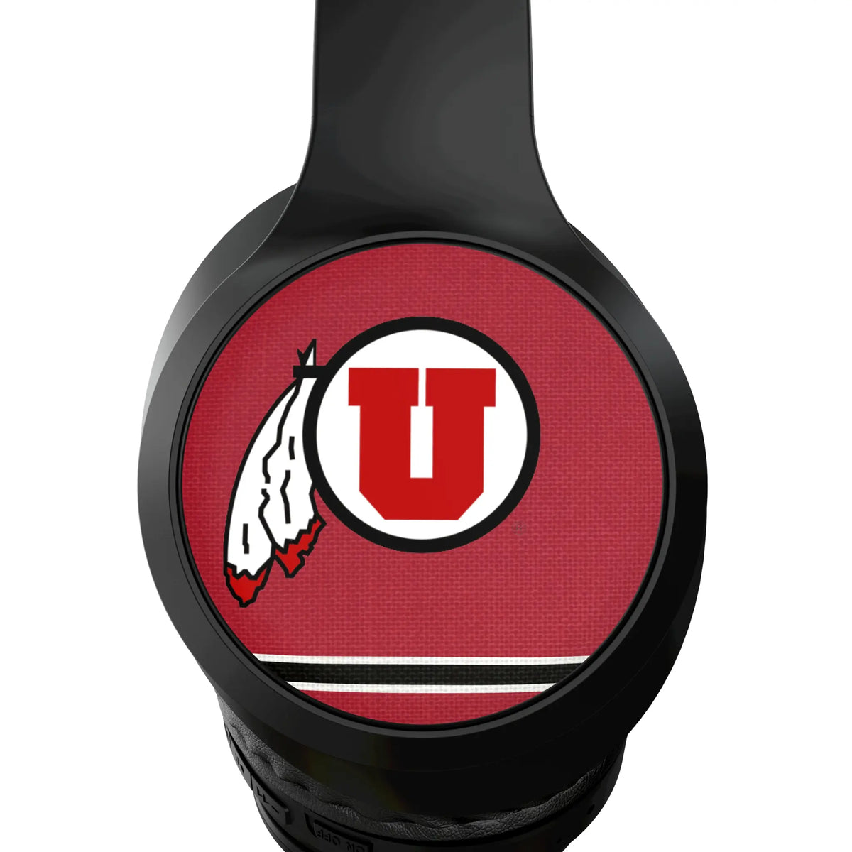 University of Utah Utes Stripe Wireless Over-Ear Headphones With Case - Detail