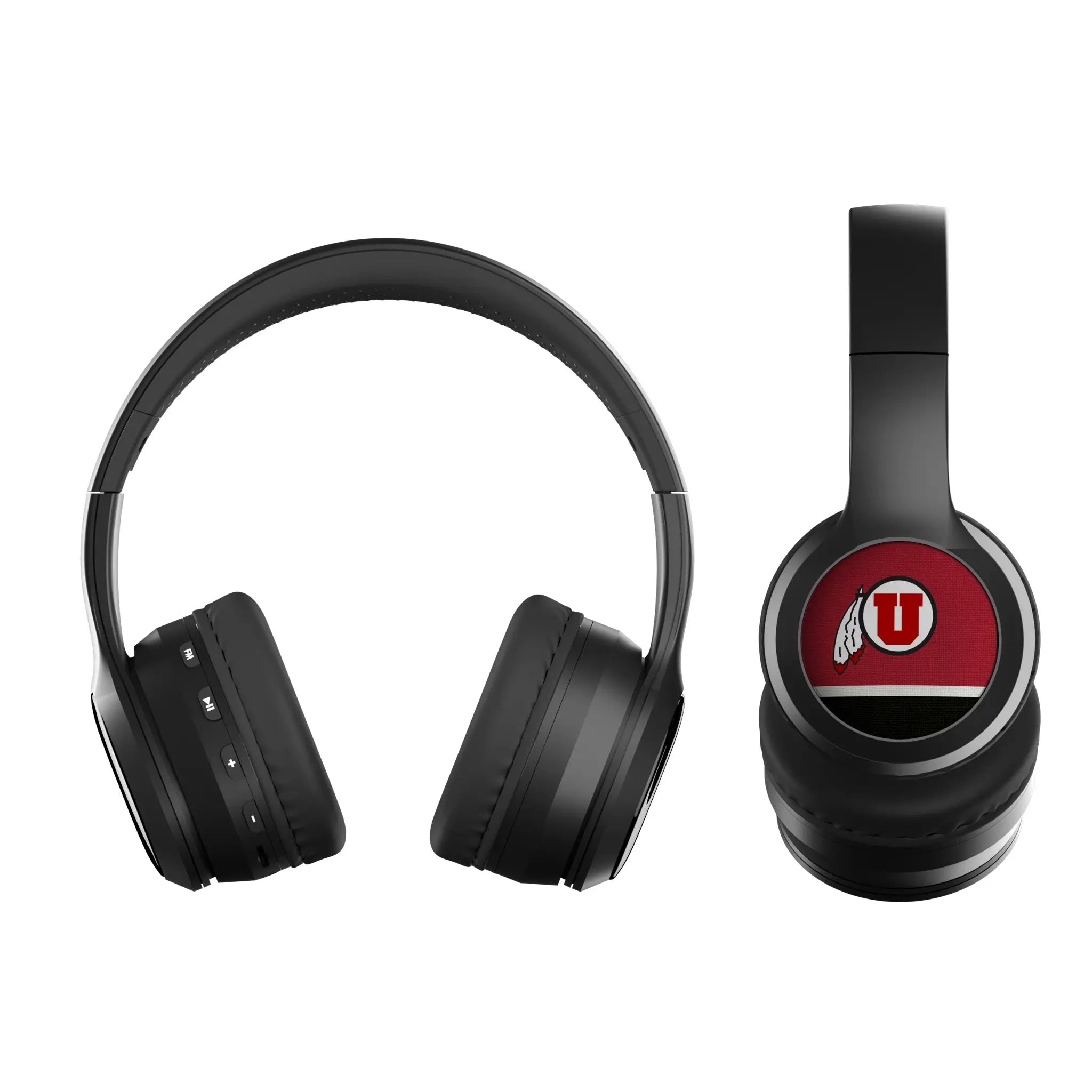 University of Utah Utes Stripe Wireless Over-Ear BT Headphones With Case