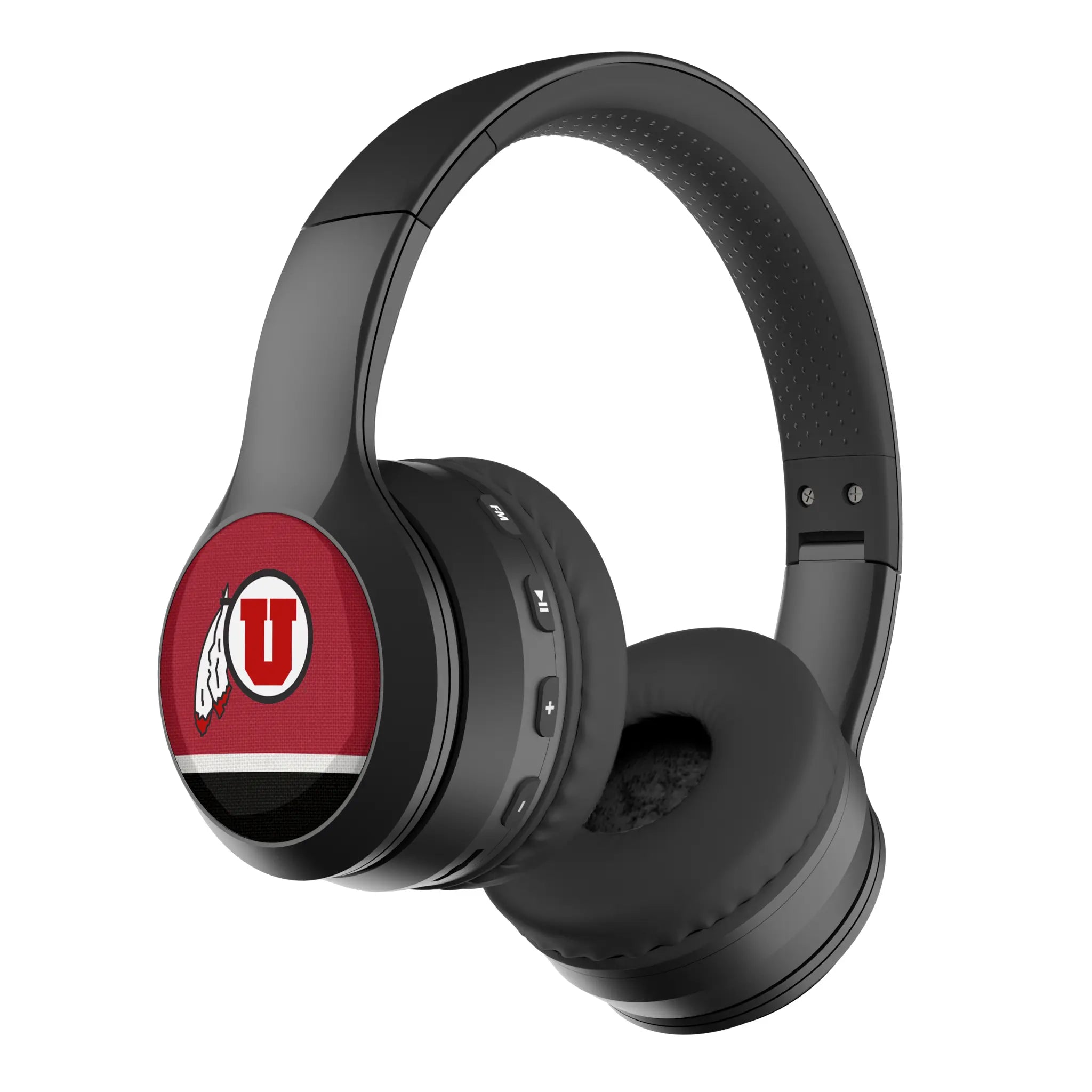 University of Utah Utes Stripe Wireless Over-Ear BT Headphones With Case