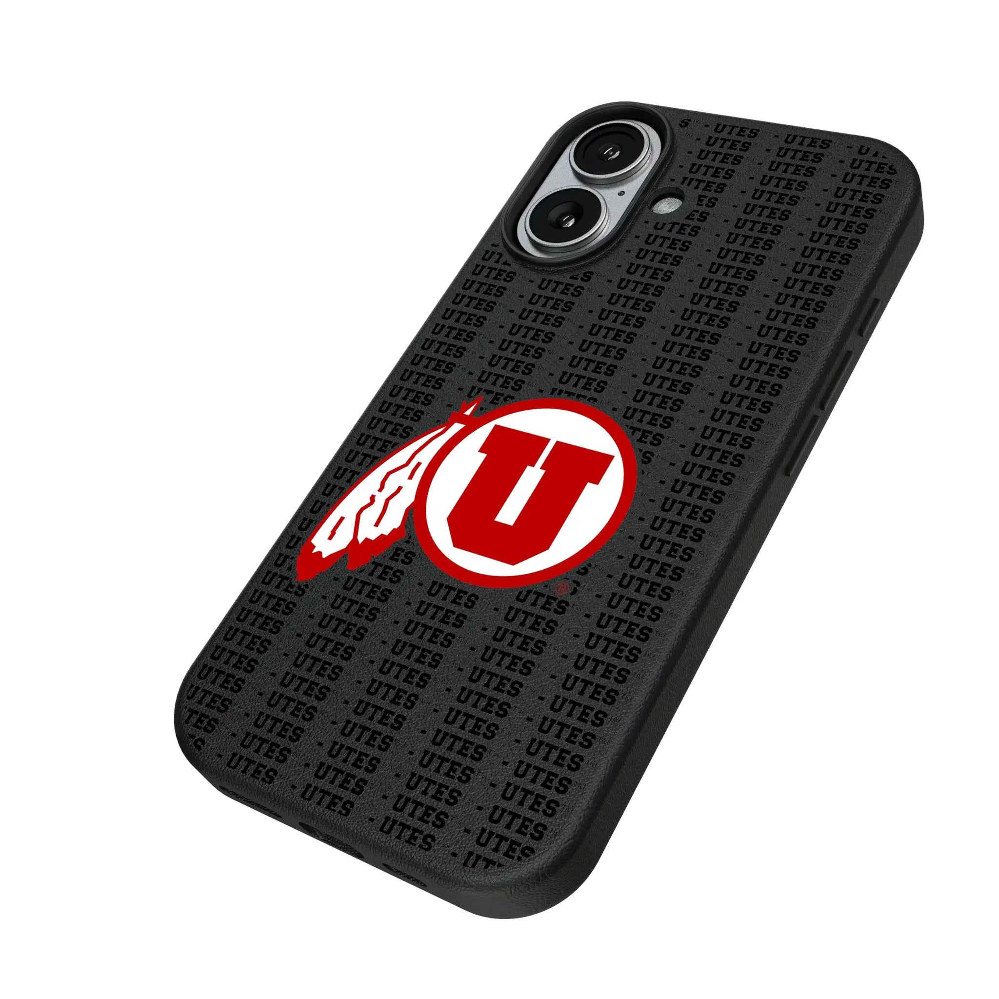 University of Utah Utes Text Backdrop iPhone MagSafe Compatible Phone Case for Apple iPhone - Isometric View#Device_iPhone 17
