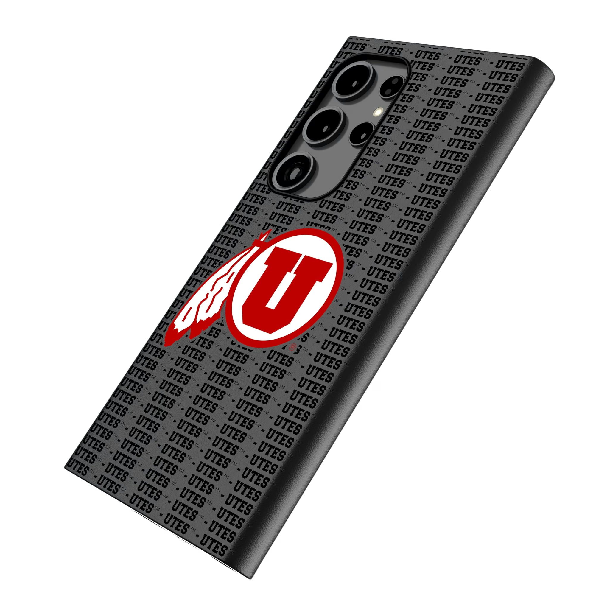 University of Utah Utes Text Backdrop Galaxy MagSafe Compatible Phone Case for Samsung Galaxy - Isometric View