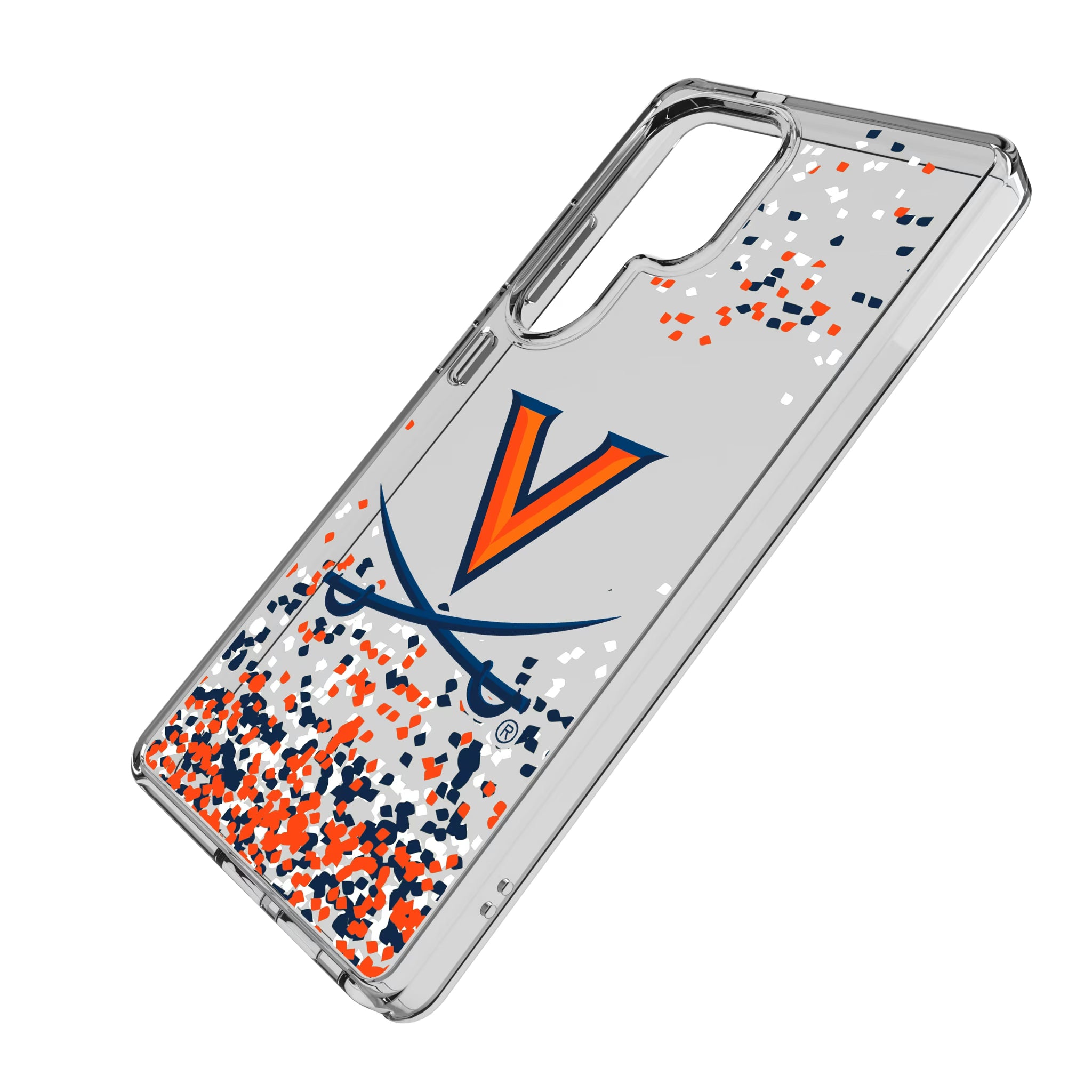 University of Virginia Cavaliers Confetti Galaxy Clear Phone Case for Samsung Galaxy - Isometric View