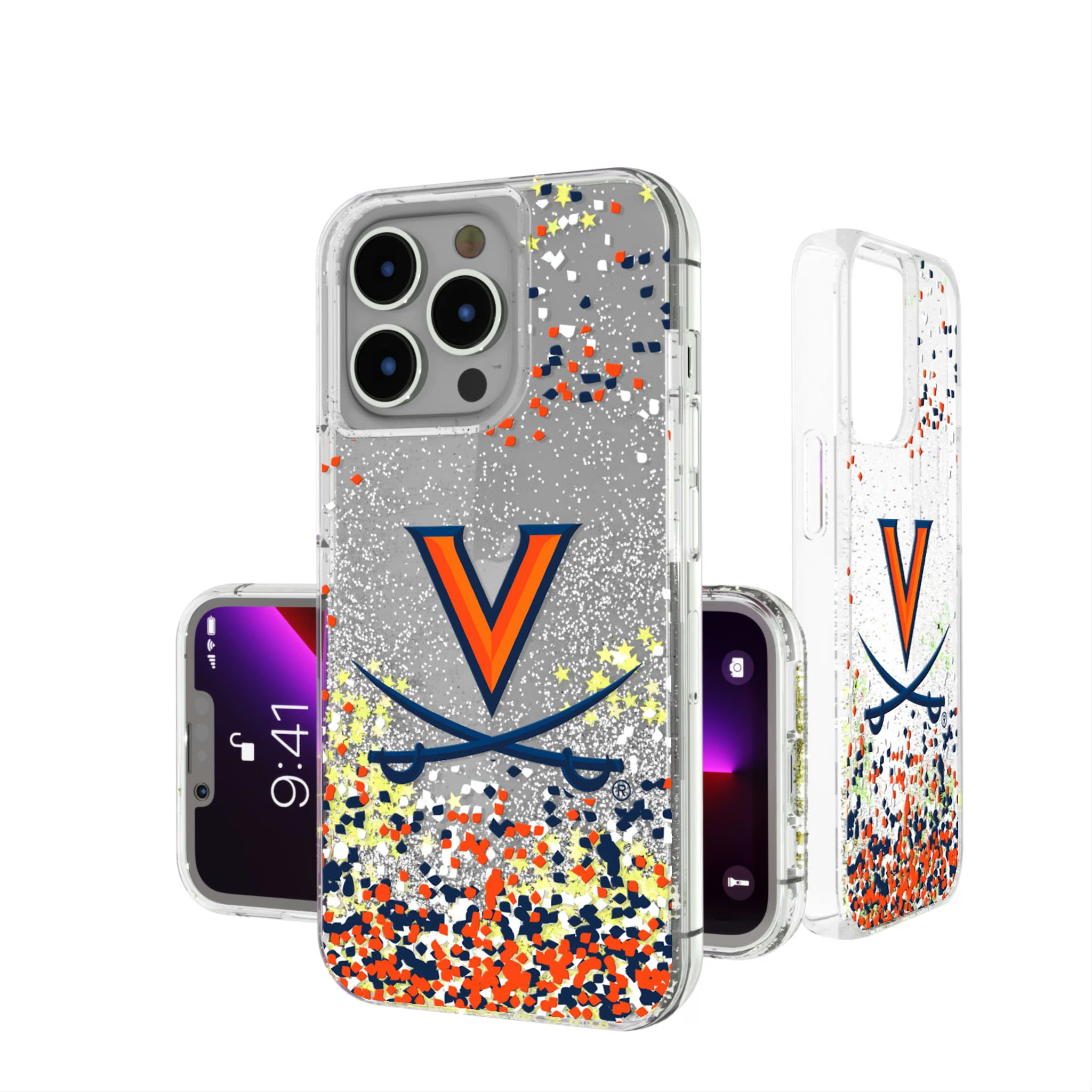 University of Virginia Cavaliers Confetti iPhone Glitter Phone Case for Apple iPhone
