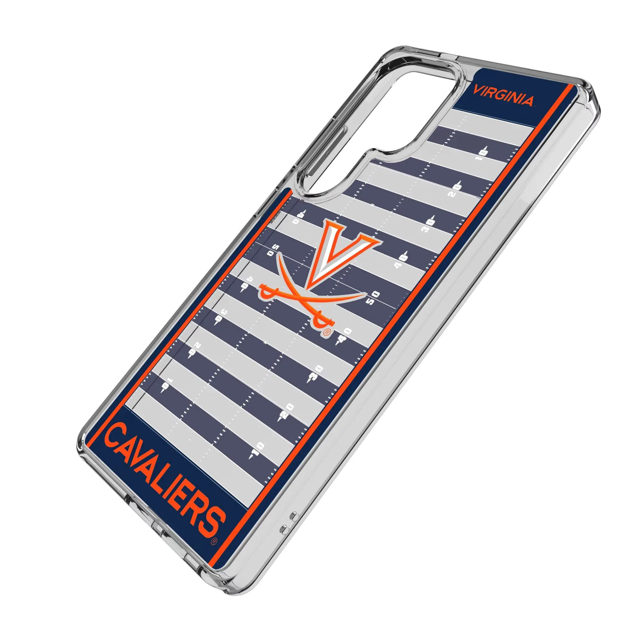 University of Virginia Cavaliers Field Galaxy Clear Phone Case for Samsung Galaxy - Isometric View#Device_Galaxy S25 Ultra