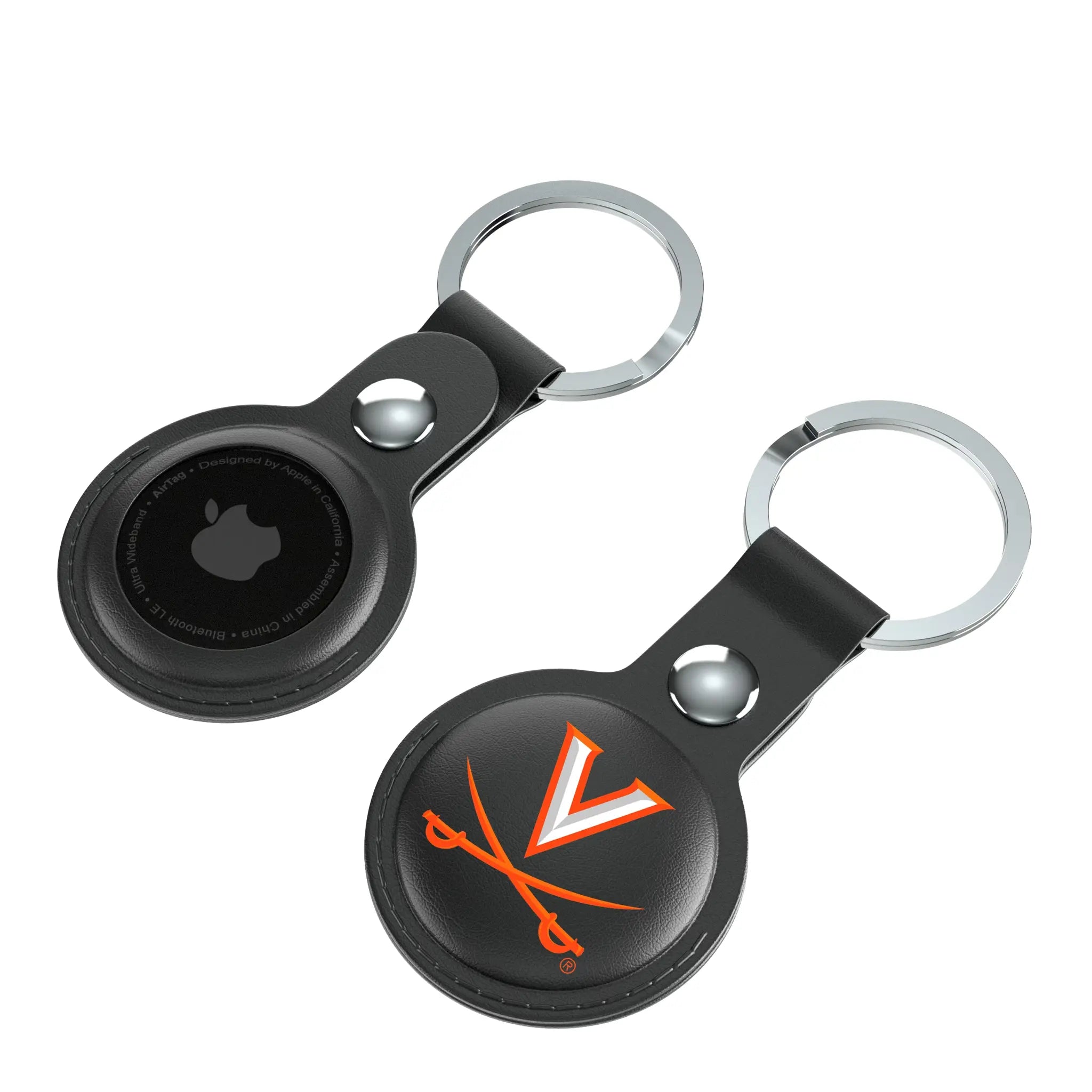 University of Virginia Cavaliers Insignia AirTag Black Airtag Holder 2-Pack - Isometric View