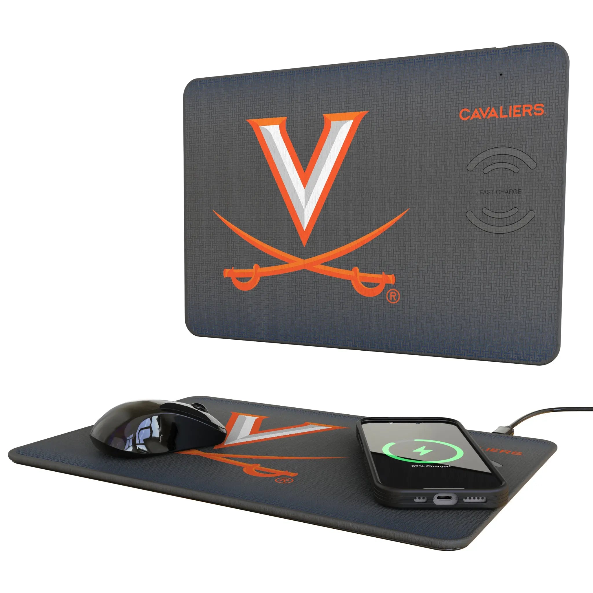 University of Virginia Cavaliers Linen 15-Watt Wireless Charger and Mouse Pad