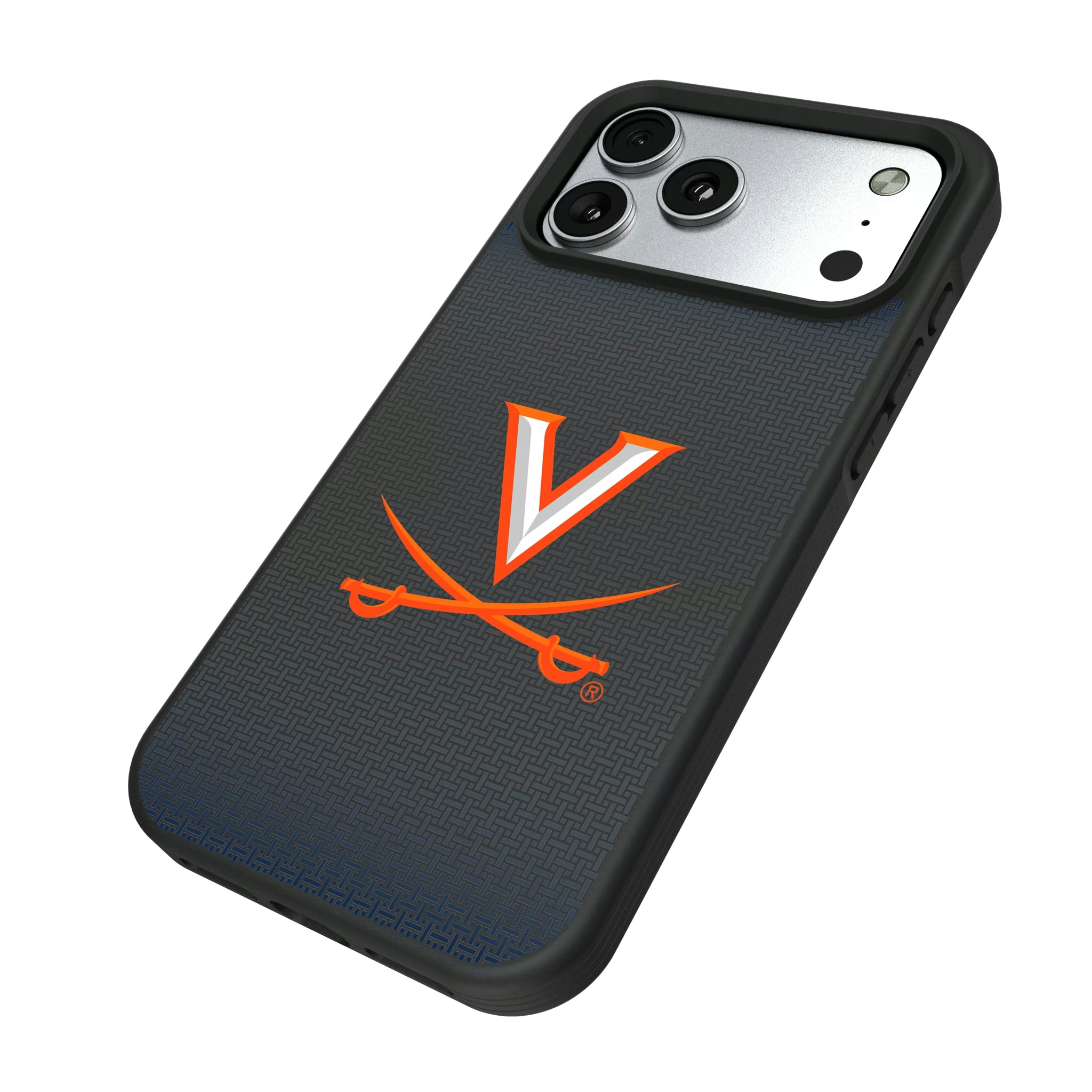University of Virginia Cavaliers Linen iPhone Bump Phone Case for Apple iPhone - Isometric View#Device_iPhone 17 Pro Max