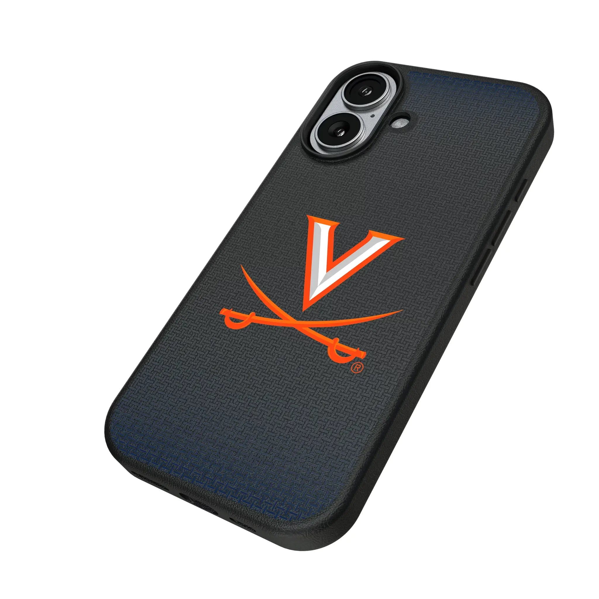 University of Virginia Cavaliers Linen iPhone MagSafe Compatible Phone Case for Apple iPhone - Isometric View#Device_iPhone 17