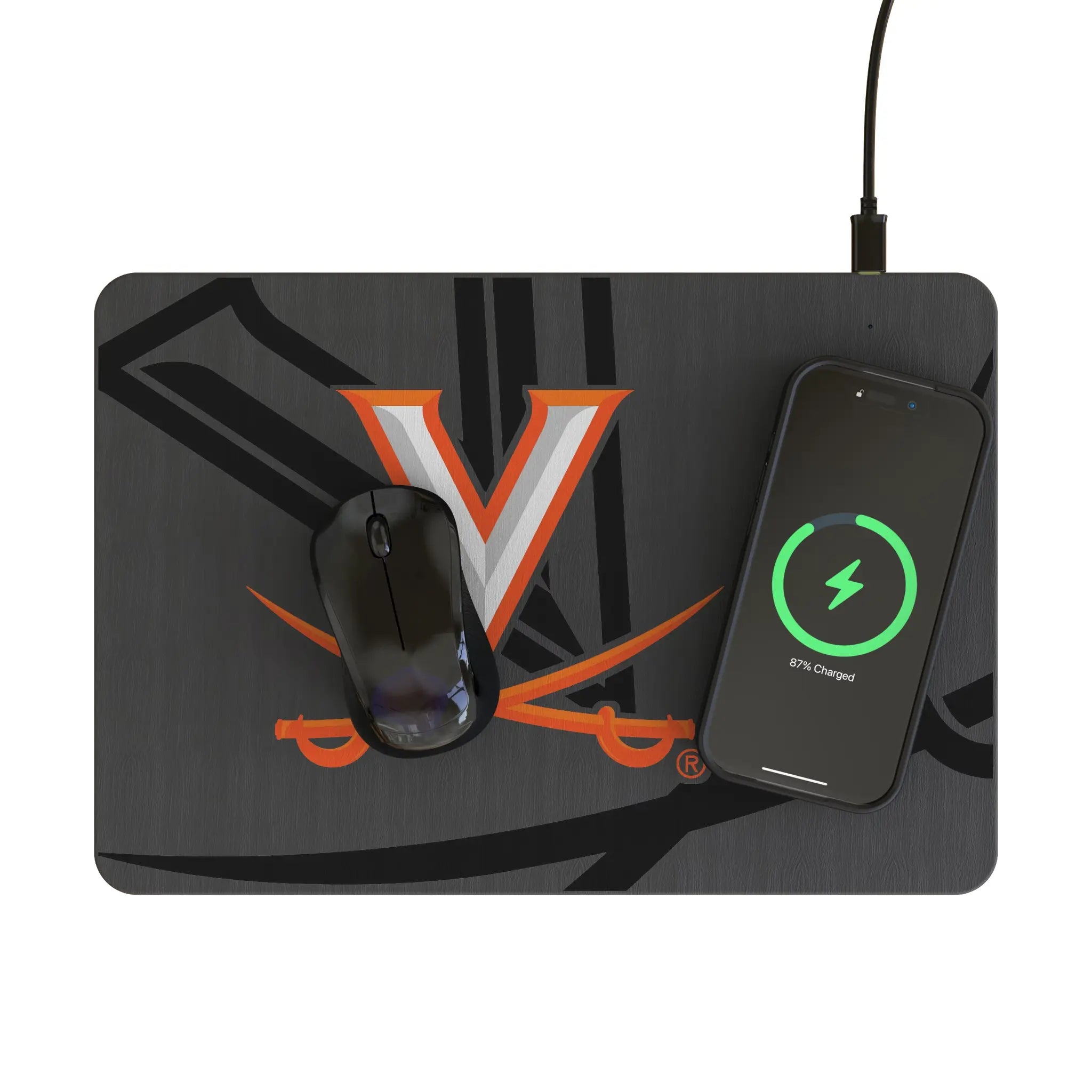 University of Virginia Cavaliers Monocolor Tilt 15-Watt Wireless Charger and Mouse Pad - Lifestyle