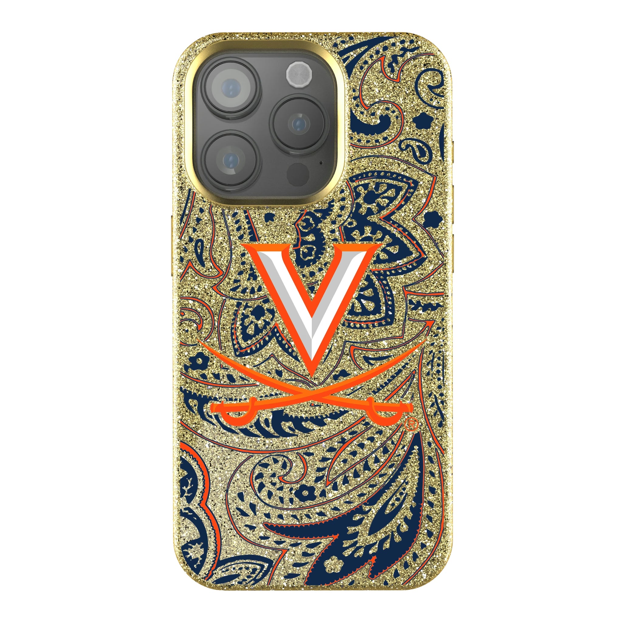 University of Virginia Cavaliers Paisley iPhone Bling Phone Case for Apple iPhone