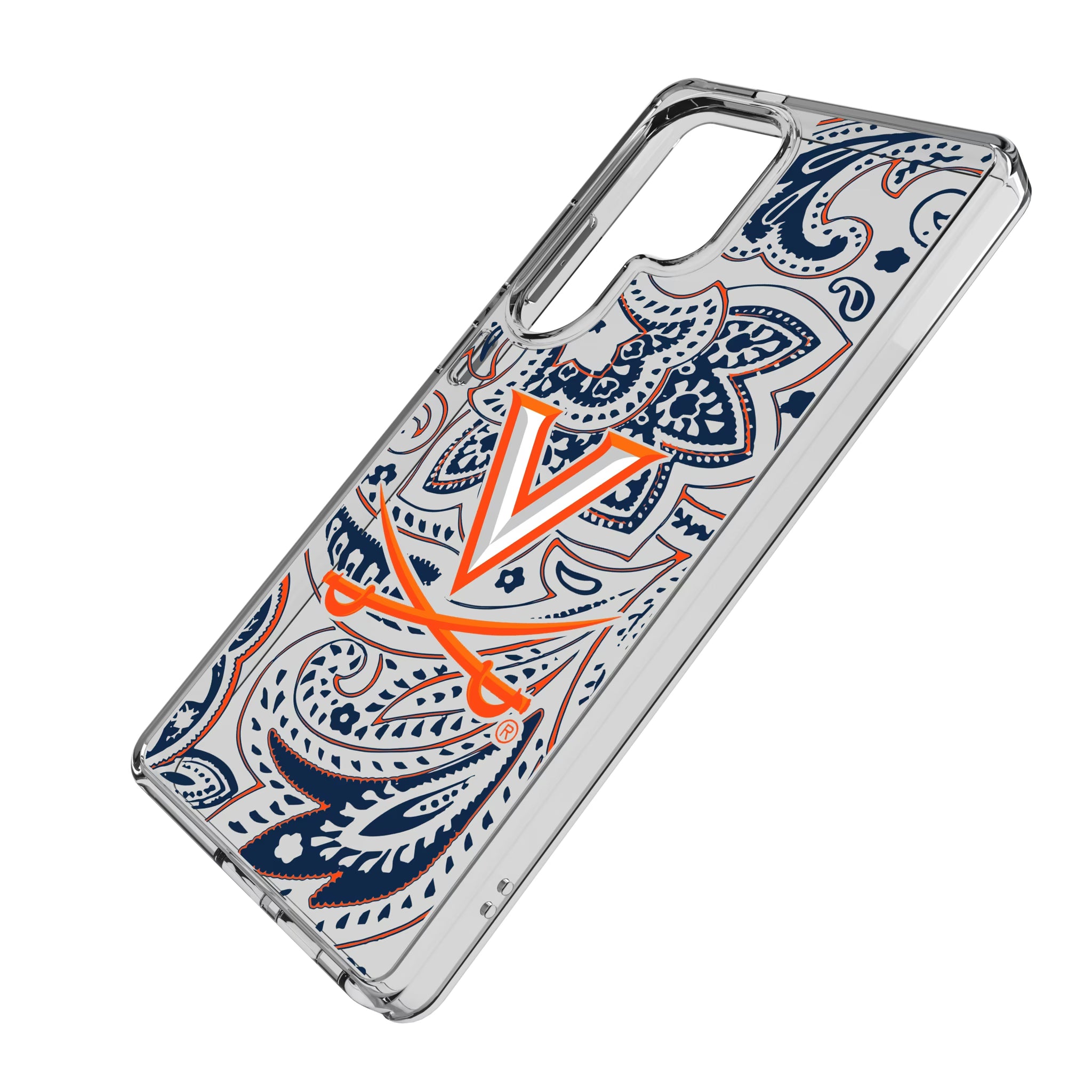 University of Virginia Cavaliers Paisley Galaxy Clear Phone Case for Samsung Galaxy - Isometric View