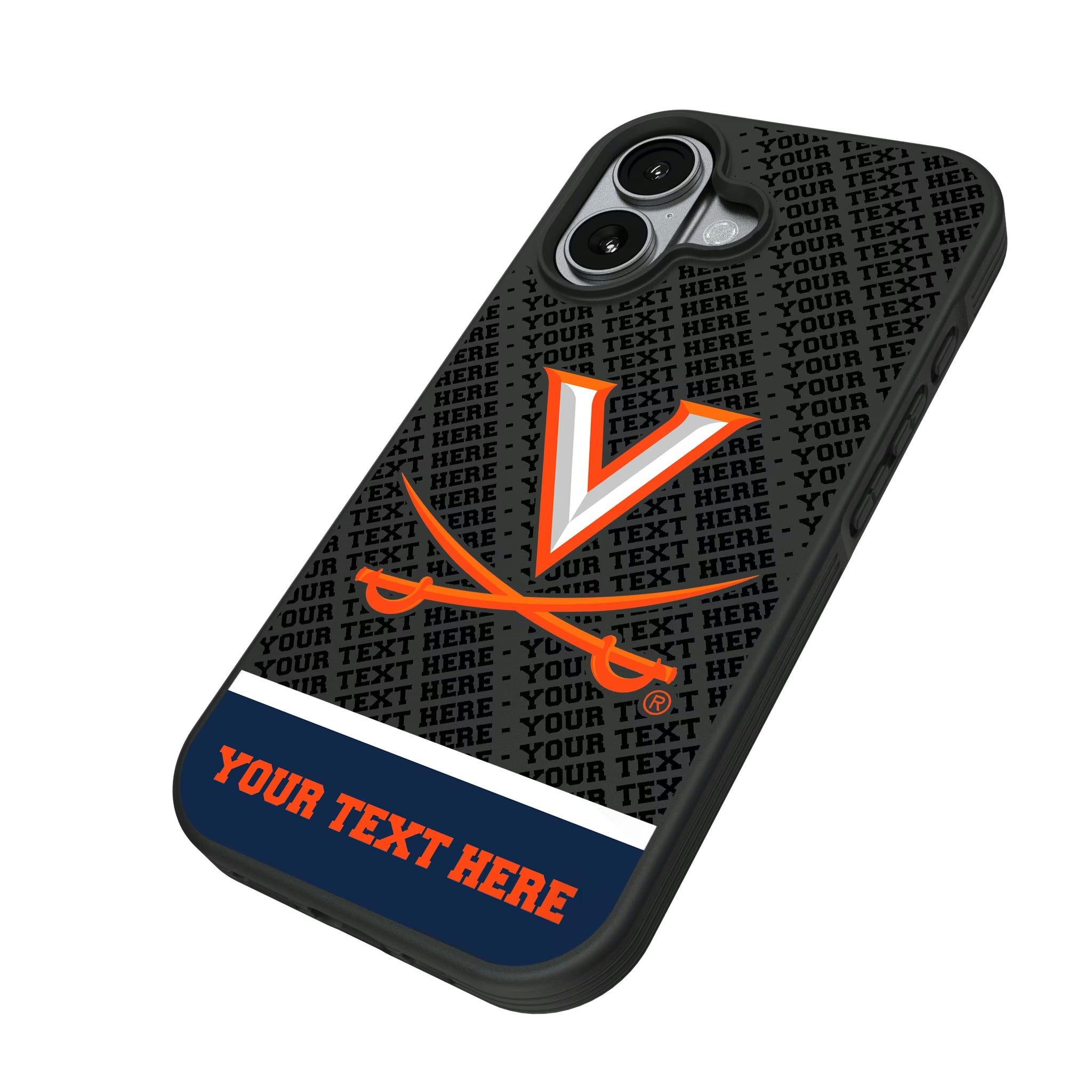 University of Virginia Cavaliers Personalized EndZone Plus iPhone Bump Phone Case for Apple iPhone - Isometric View#Device_iPhone 17