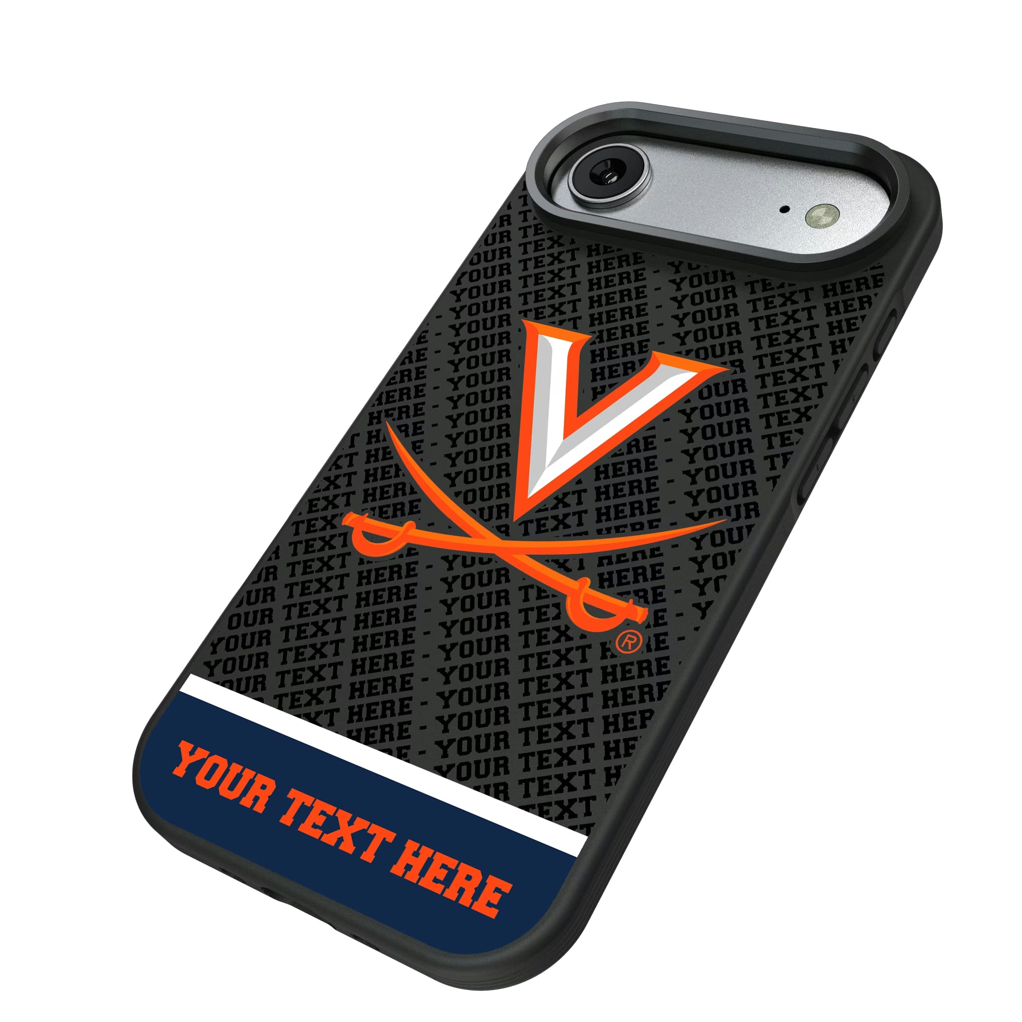 University of Virginia Cavaliers Personalized EndZone Plus iPhone Bump Phone Case for Apple iPhone - Isometric View#Device_iPhone Air