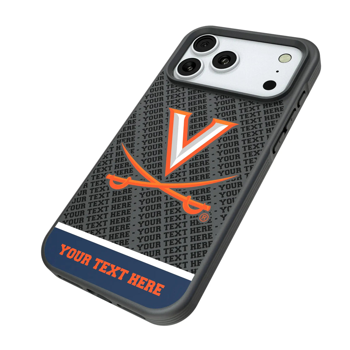 University of Virginia Cavaliers Personalized EndZone Plus iPhone Bump Phone Case for Apple iPhone - Isometric View#Device_iPhone 18 Pro Max