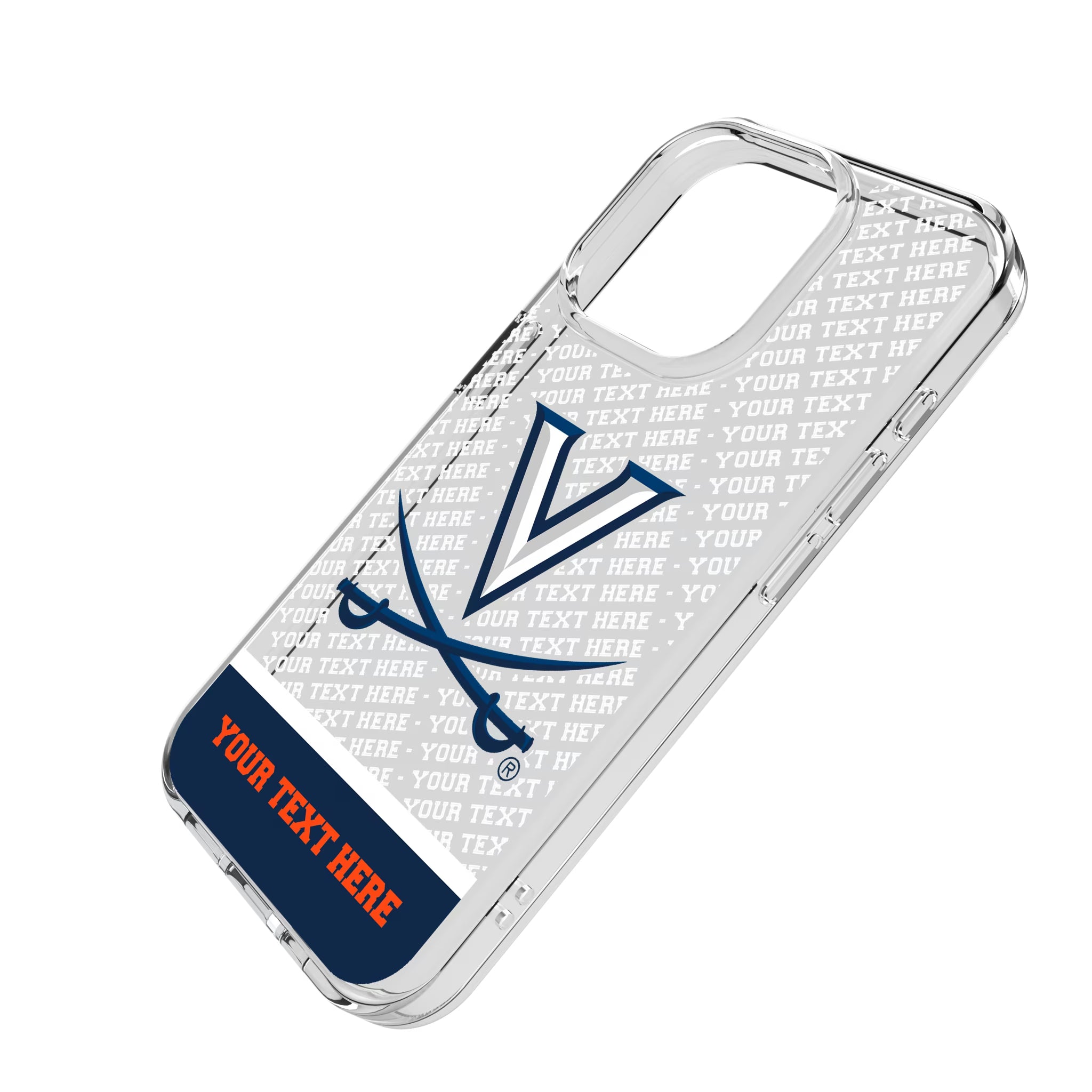 University of Virginia Cavaliers Personalized EndZone Plus iPhone Clear Phone Case for Apple iPhone - Isometric View