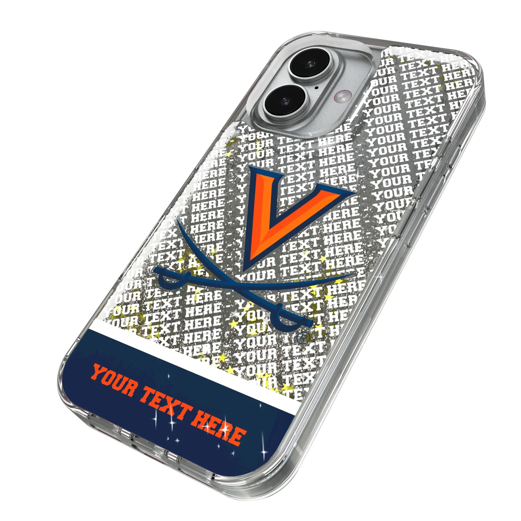 University of Virginia Cavaliers Personalized EndZone Plus iPhone Glitter Phone Case for Apple iPhone - Isometric View