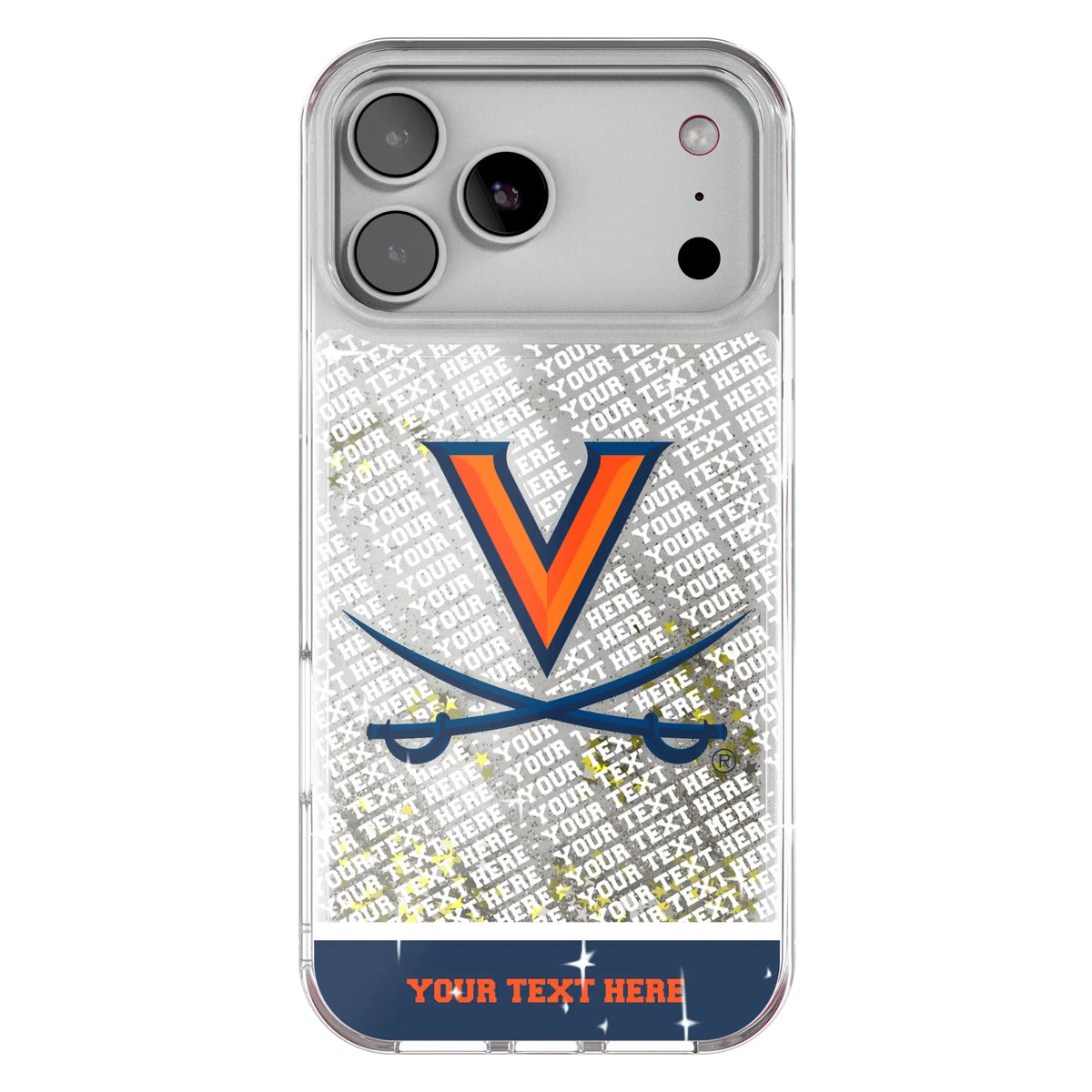 University of Virginia Cavaliers Personalized EndZone Plus Glitter Phone Case for Apple iPhone