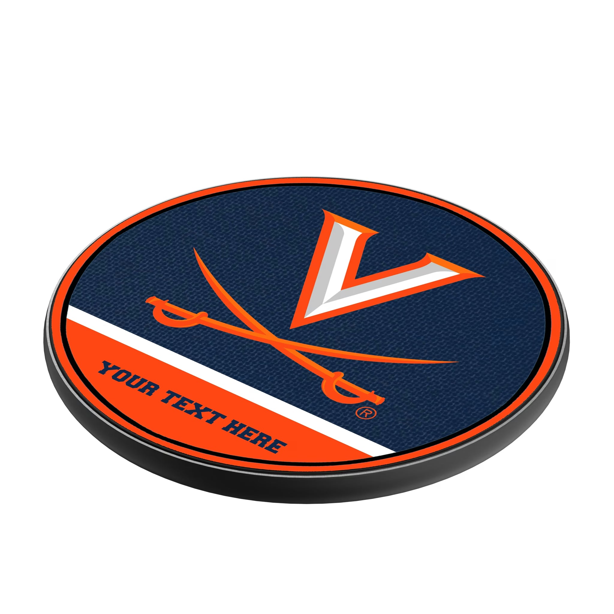 University of Virginia Cavaliers Personalized Endzone Solid 15-Watt Wireless Charger - Isometric View