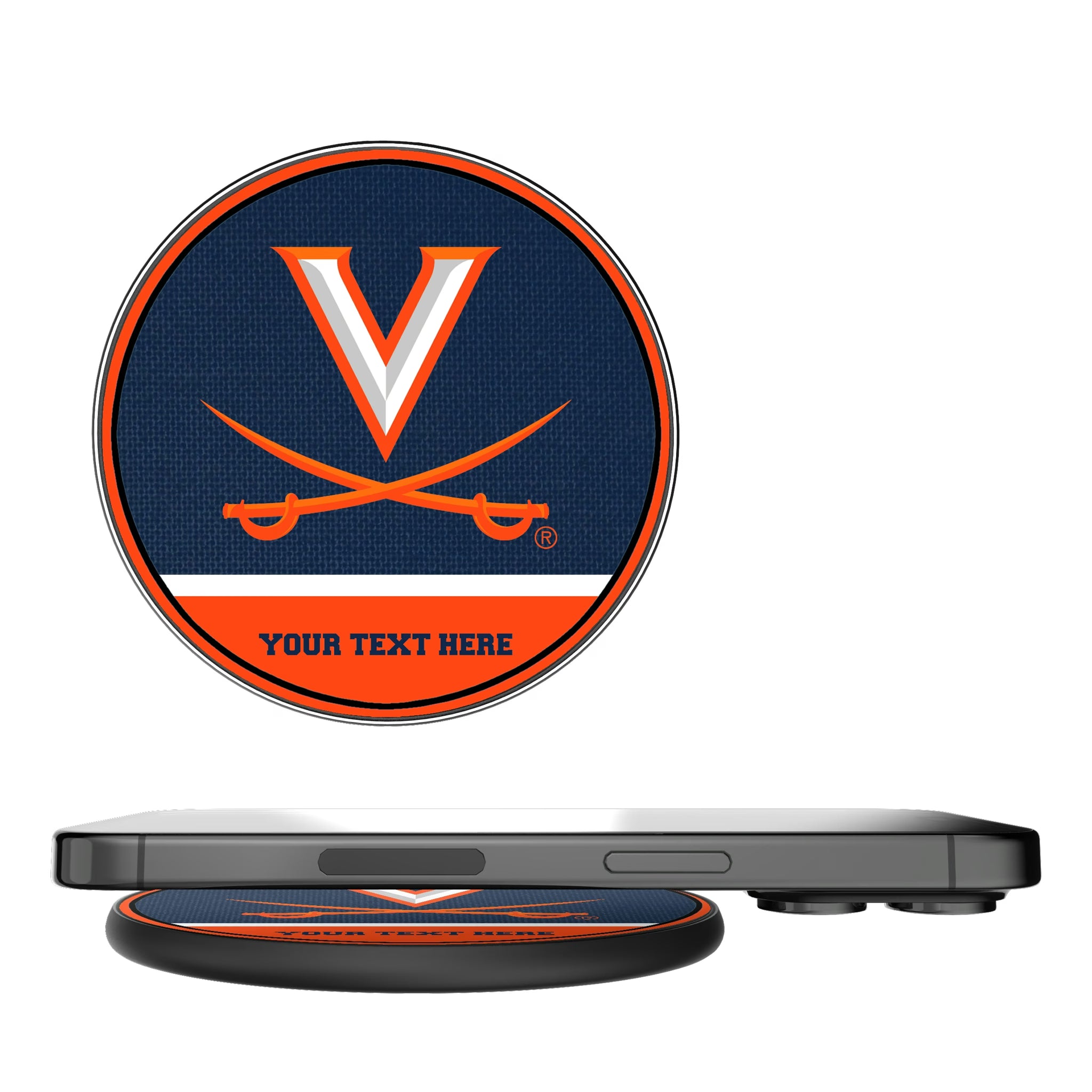 University of Virginia Cavaliers Personalized Endzone Solid 15-Watt Wireless Charger