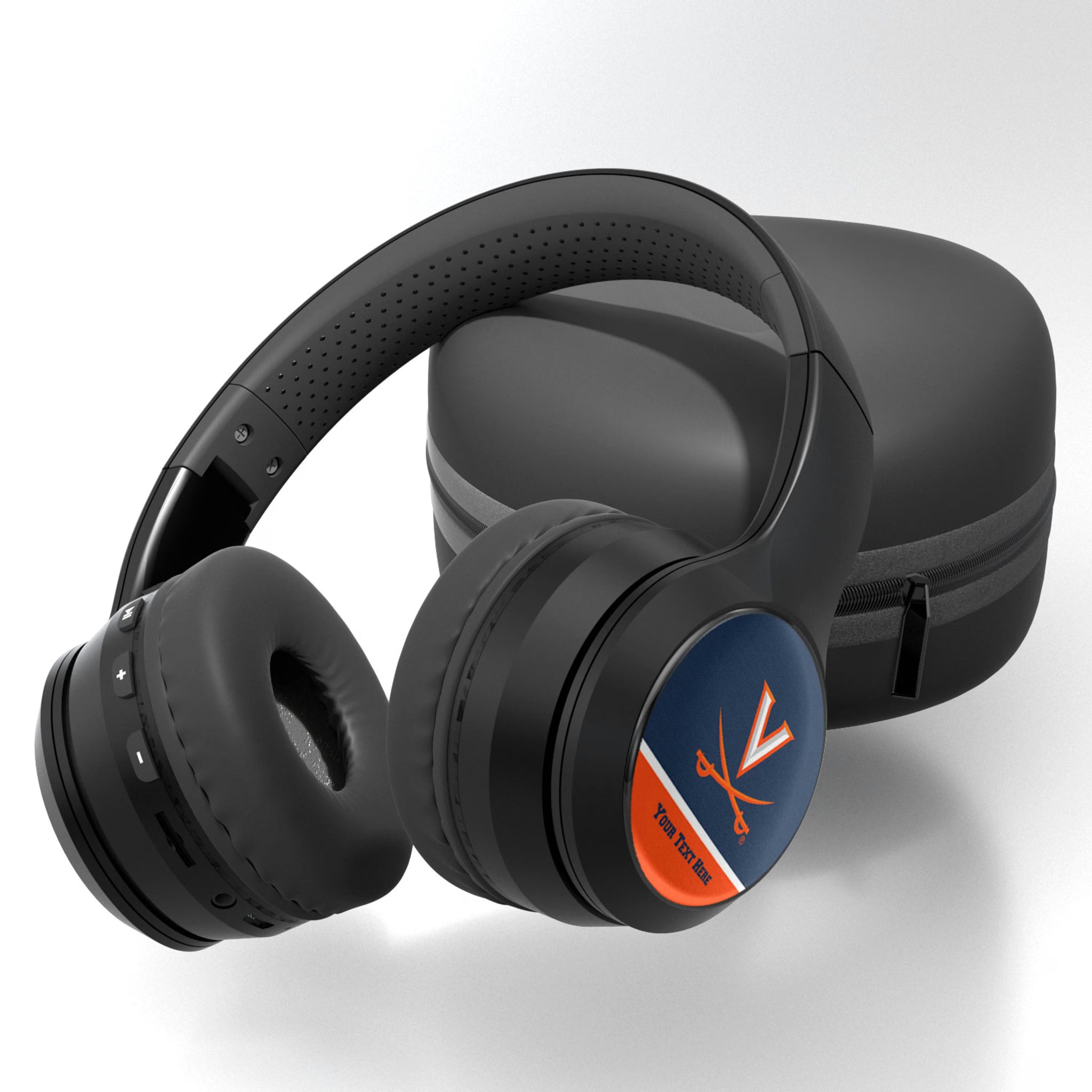 University of Virginia Cavaliers Personalized Endzone Solid Wireless Over-Ear BT Headphones With Case