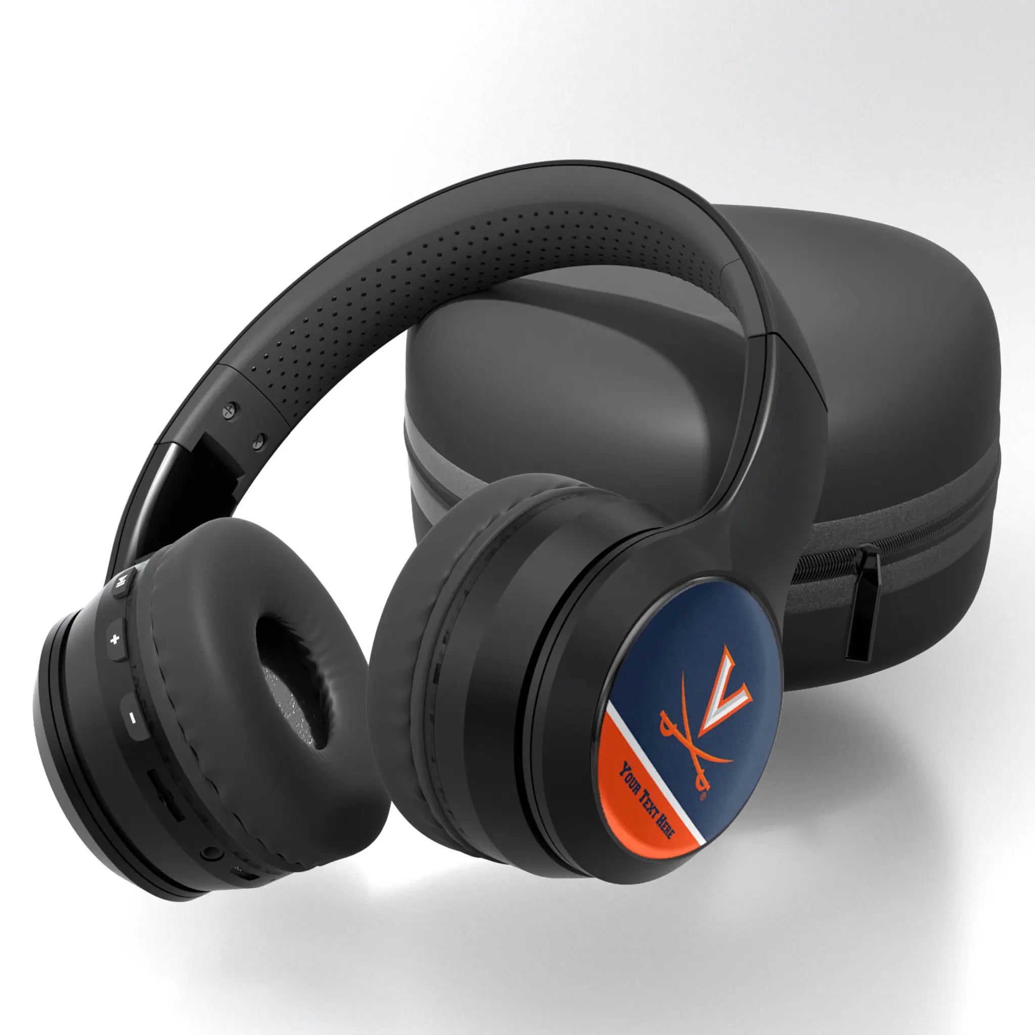 University of Virginia Cavaliers Personalized Endzone Solid Wireless Over-Ear BT Headphones With Case