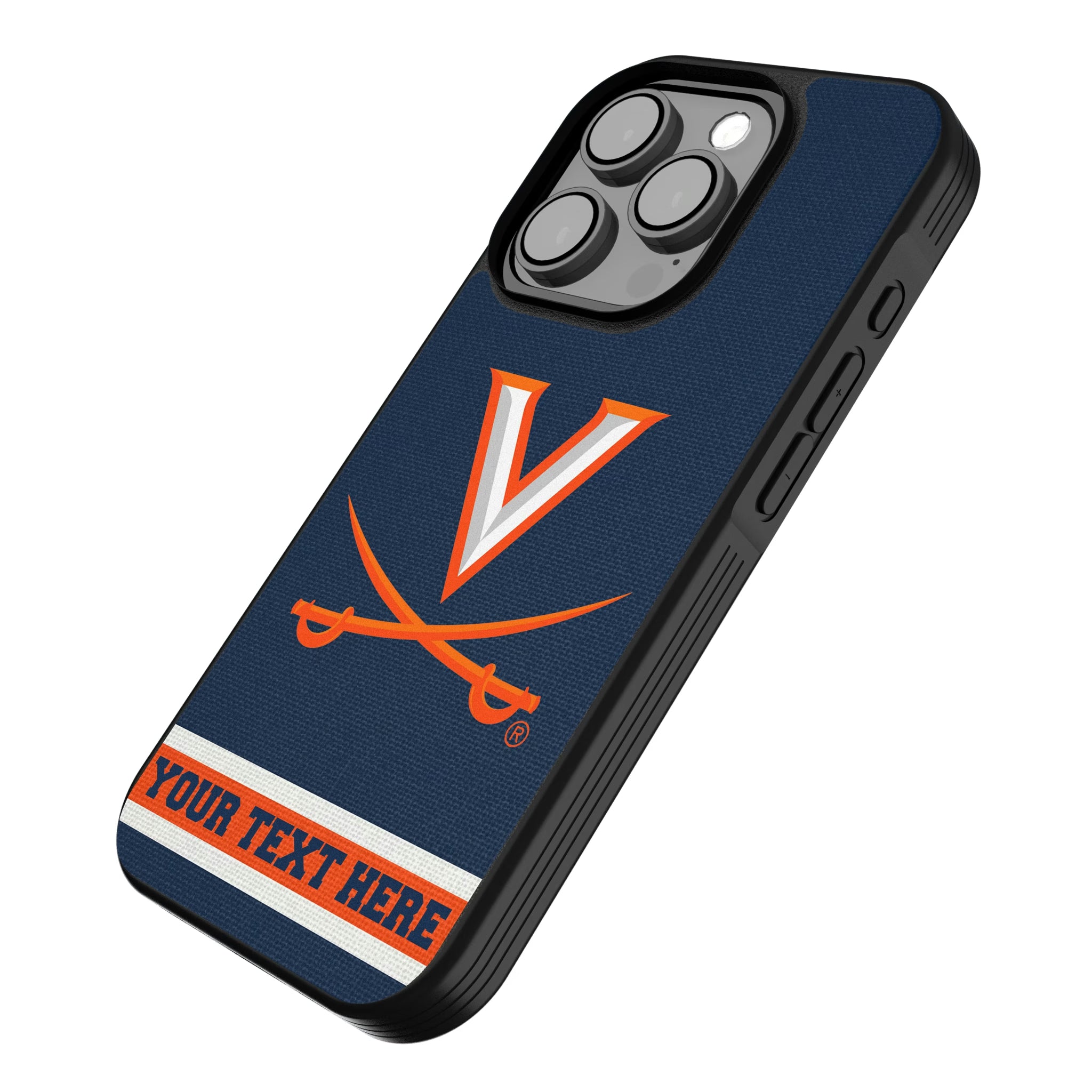 University of Virginia Cavaliers Personalized Stripe iPhone Bump Phone Case for Apple iPhone - Isometric View