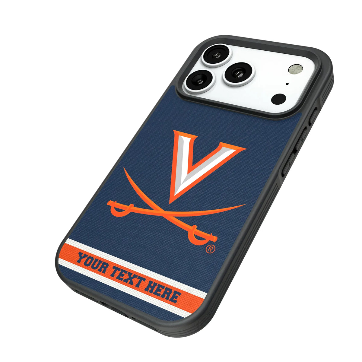 University of Virginia Cavaliers Personalized Stripe iPhone Bump Phone Case for Apple iPhone - Isometric View#Device_iPhone 18 Pro