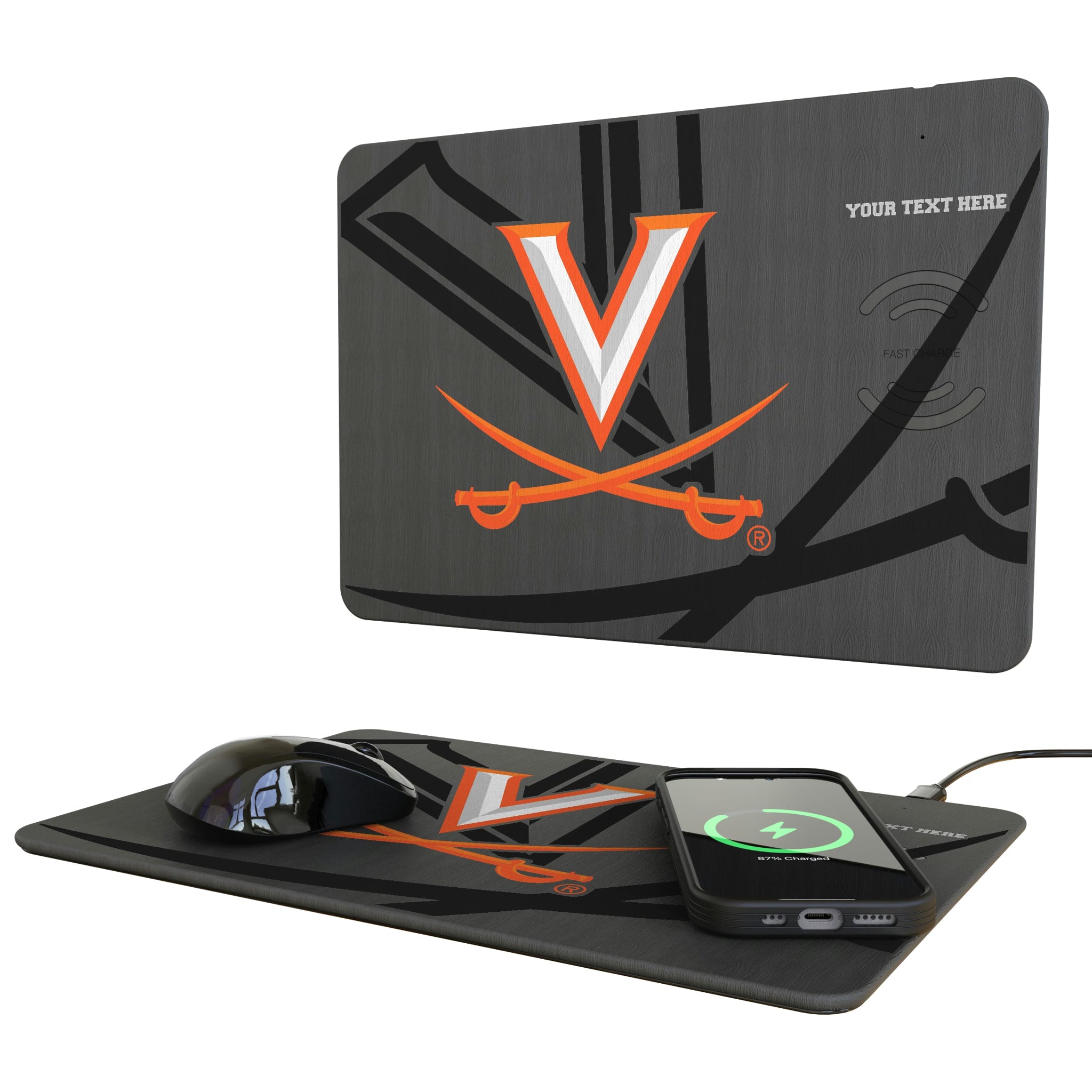 University of Virginia Cavaliers Personalized Tilt 15-Watt Wireless Charger and Mouse Pad