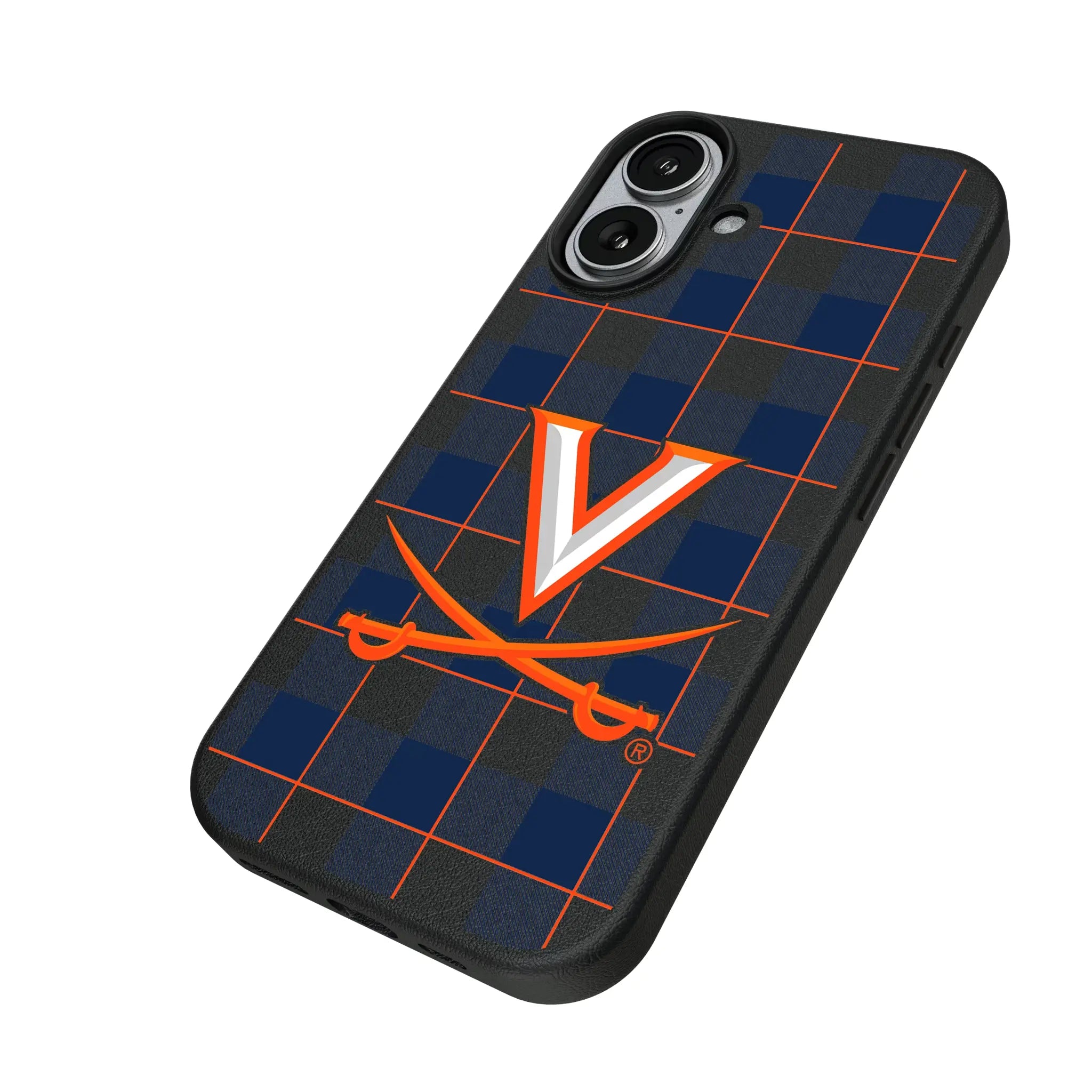 University of Virginia Cavaliers Plaid iPhone MagSafe Compatible Phone Case for Apple iPhone - Isometric View#Device_iPhone 17